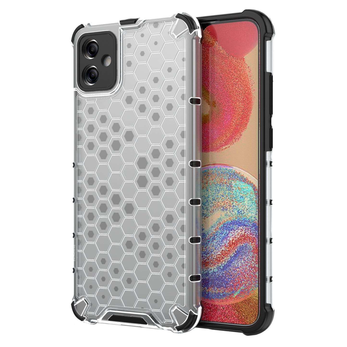 For Samsung Galaxy A04e 4G / F04 4G / M04 4G Cell Phone Case Honeycomb Texture TPU+PC Protective Phone Cover