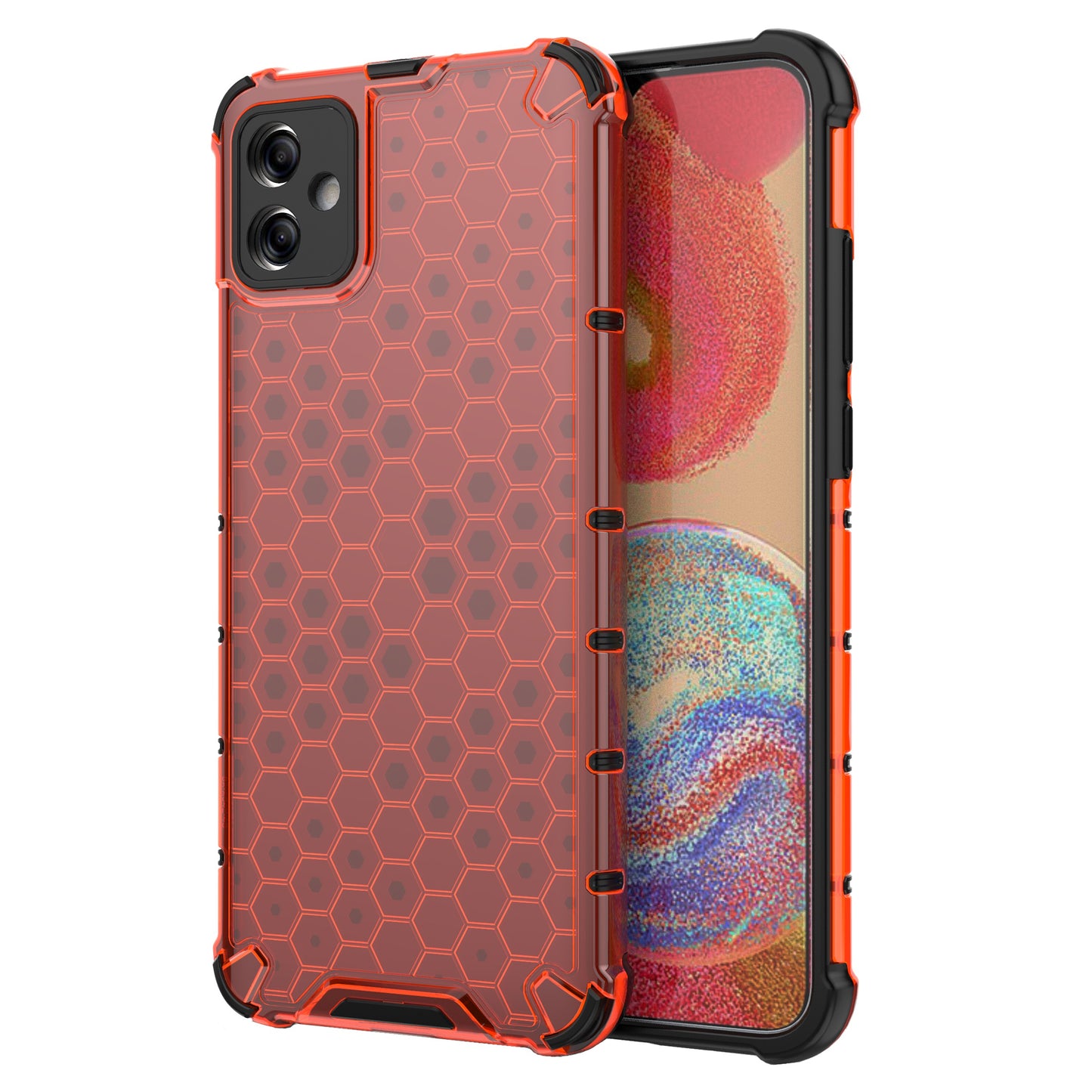 For Samsung Galaxy A04e 4G / F04 4G / M04 4G Cell Phone Case Honeycomb Texture TPU+PC Protective Phone Cover