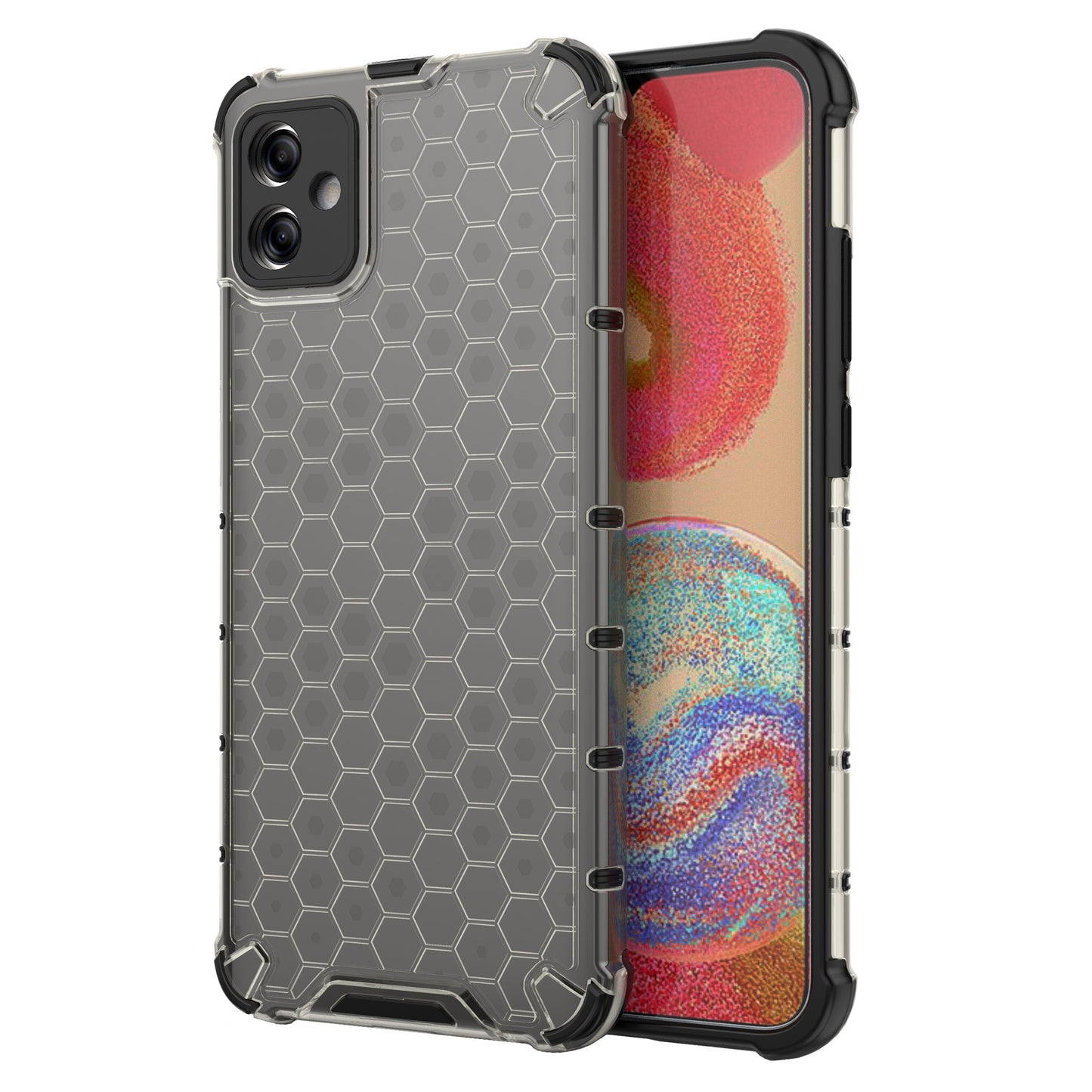 For Samsung Galaxy A04e 4G / F04 4G / M04 4G Cell Phone Case Honeycomb Texture TPU+PC Protective Phone Cover