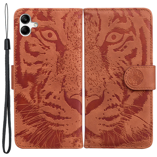 For Samsung Galaxy F04 4G / M04 4G / A04e 4G Stand Wallet Phone Cover Tiger Pattern Imprinted Leather Case