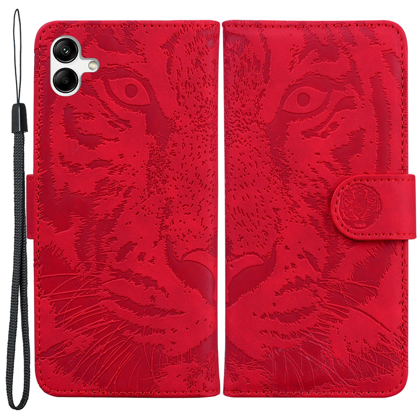 For Samsung Galaxy F04 4G / M04 4G / A04e 4G Stand Wallet Phone Cover Tiger Pattern Imprinted Leather Case