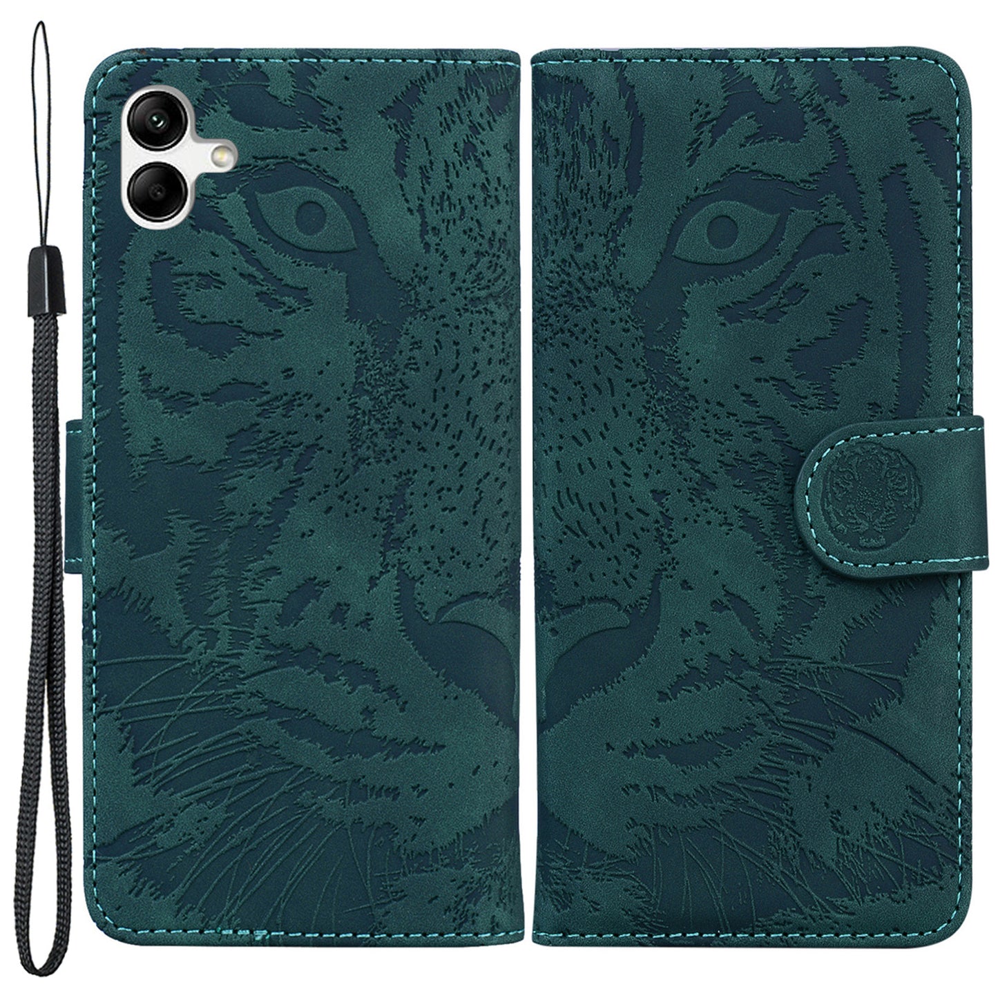 For Samsung Galaxy F04 4G / M04 4G / A04e 4G Stand Wallet Phone Cover Tiger Pattern Imprinted Leather Case