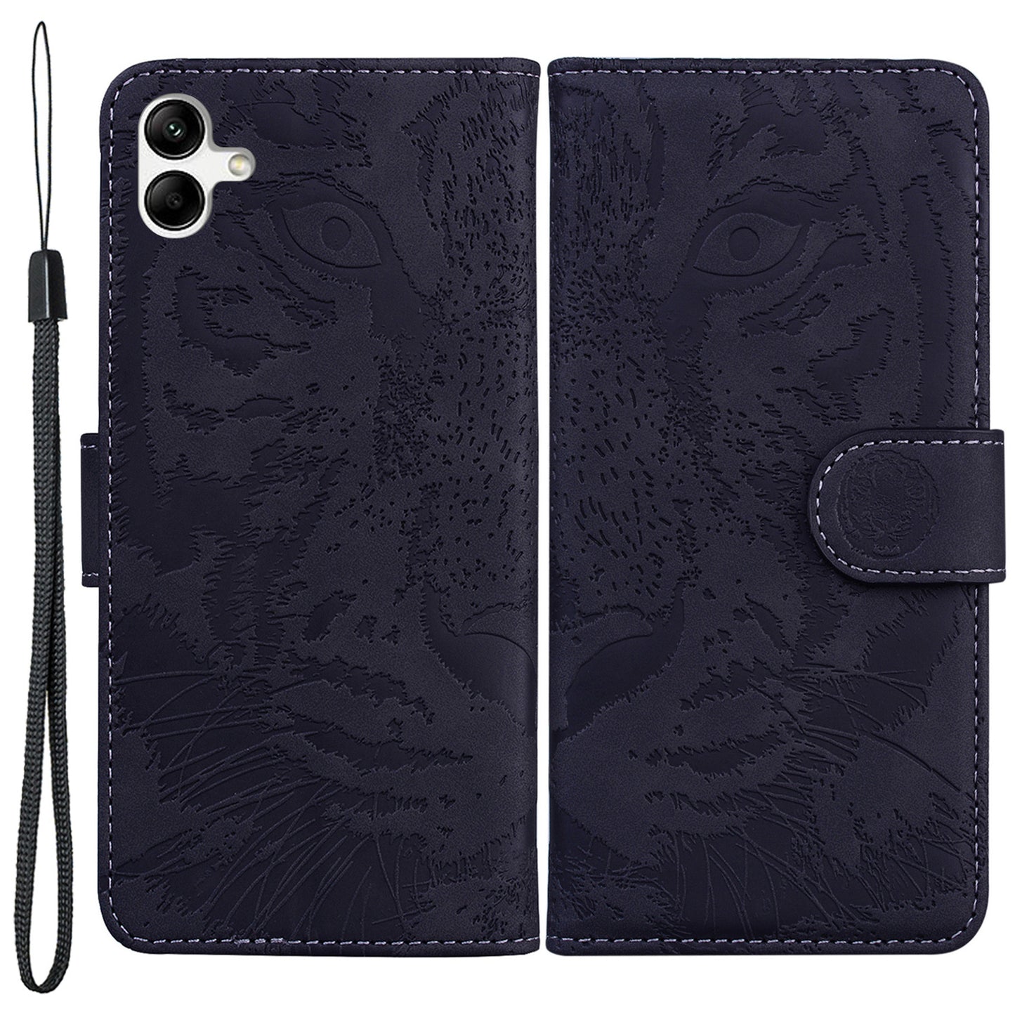 For Samsung Galaxy F04 4G / M04 4G / A04e 4G Stand Wallet Phone Cover Tiger Pattern Imprinted Leather Case