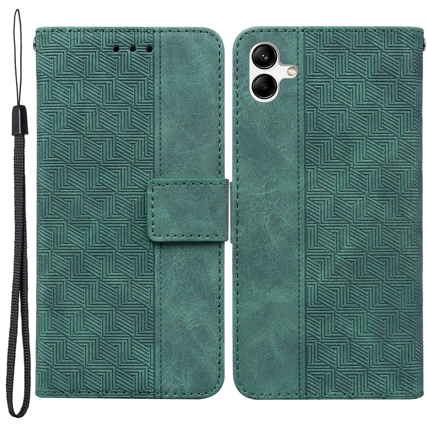 For Samsung Galaxy A04e 4G / F04 4G / M04 4G Imprinted Phone Case PU Leather Wallet Shockproof Stand Cover with Hand Strap