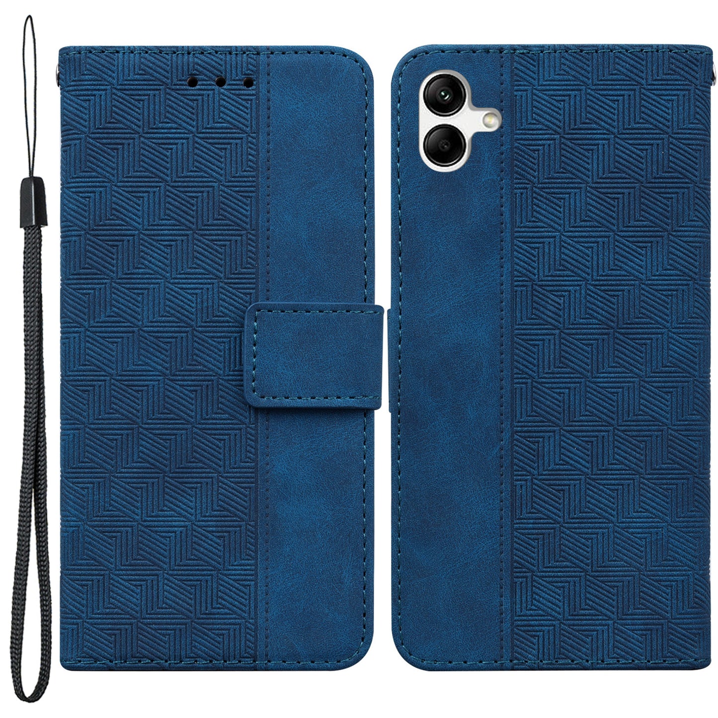 For Samsung Galaxy A04e 4G / F04 4G / M04 4G Imprinted Phone Case PU Leather Wallet Shockproof Stand Cover with Hand Strap