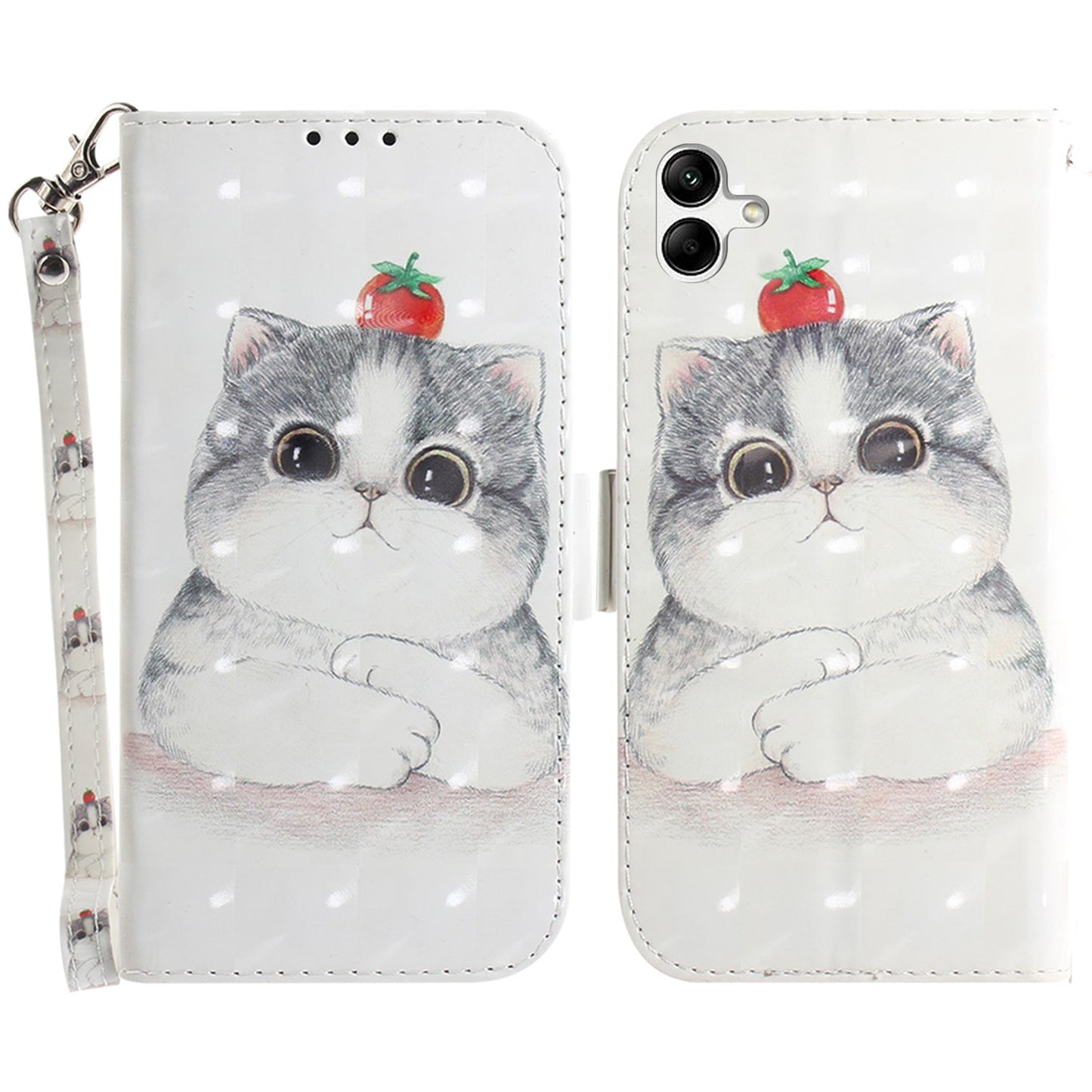 For Samsung Galaxy A04e 4G / F04 4G / M04 4G PU Leather Case Anti-Scratch Wallet Phone Cover with Strap