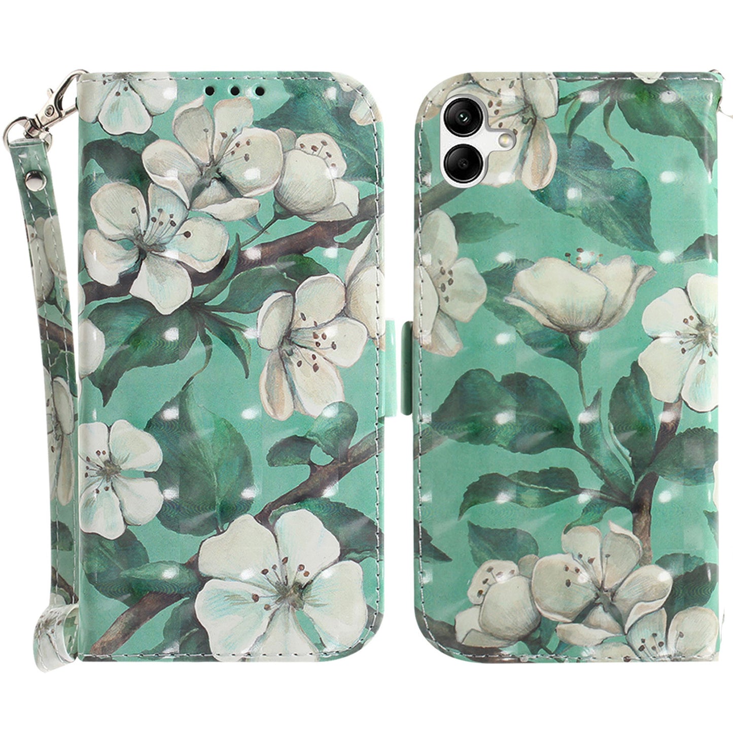 For Samsung Galaxy A04e 4G / F04 4G / M04 4G PU Leather Case Anti-Scratch Wallet Phone Cover with Strap