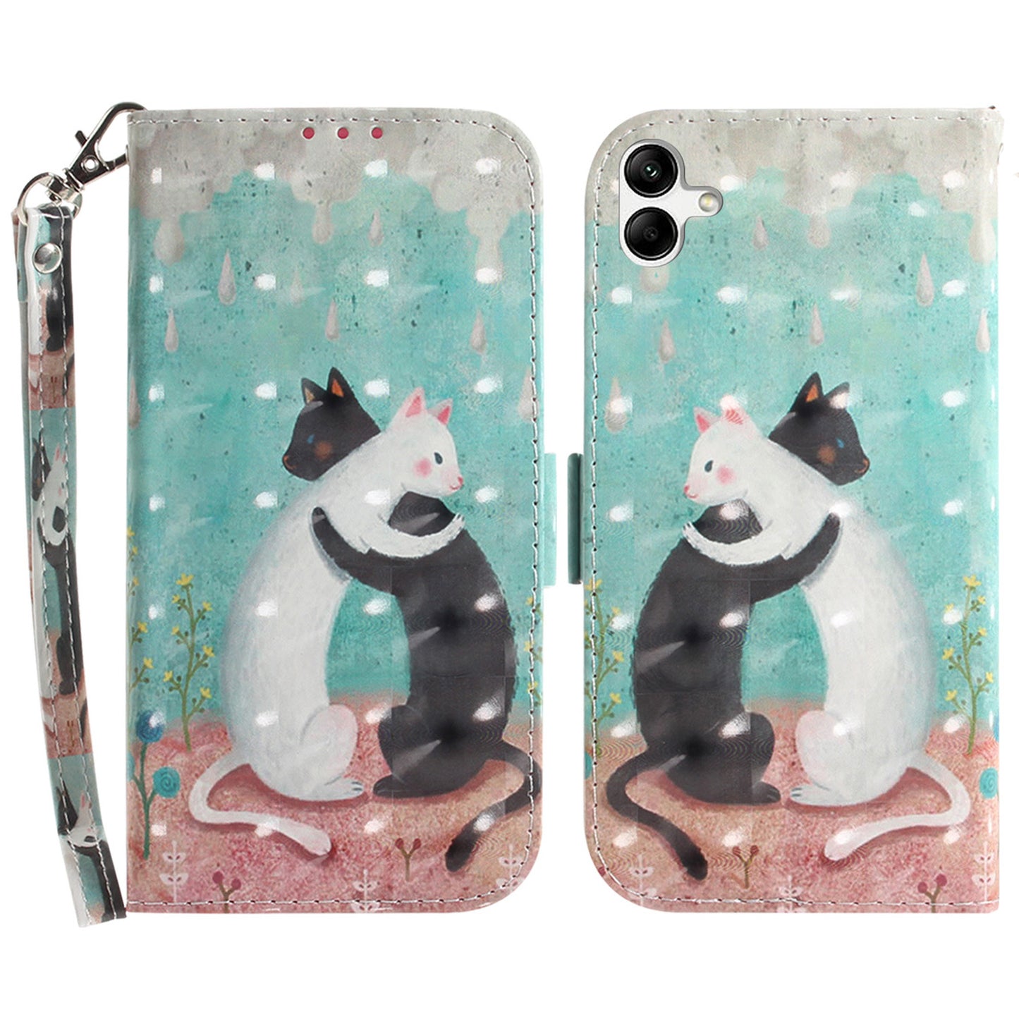 For Samsung Galaxy A04e 4G / F04 4G / M04 4G PU Leather Case Anti-Scratch Wallet Phone Cover with Strap