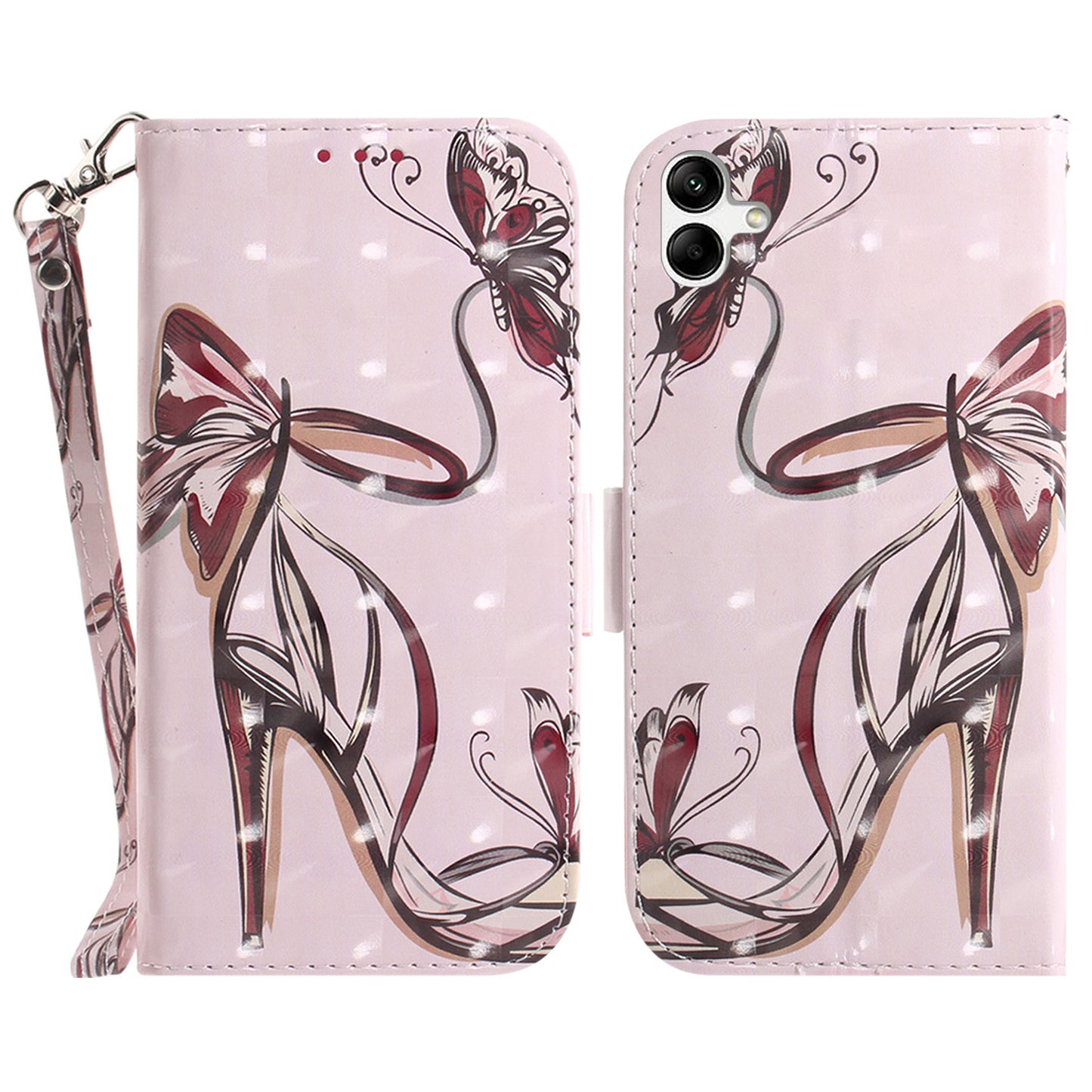 For Samsung Galaxy A04e 4G / F04 4G / M04 4G PU Leather Case Anti-Scratch Wallet Phone Cover with Strap