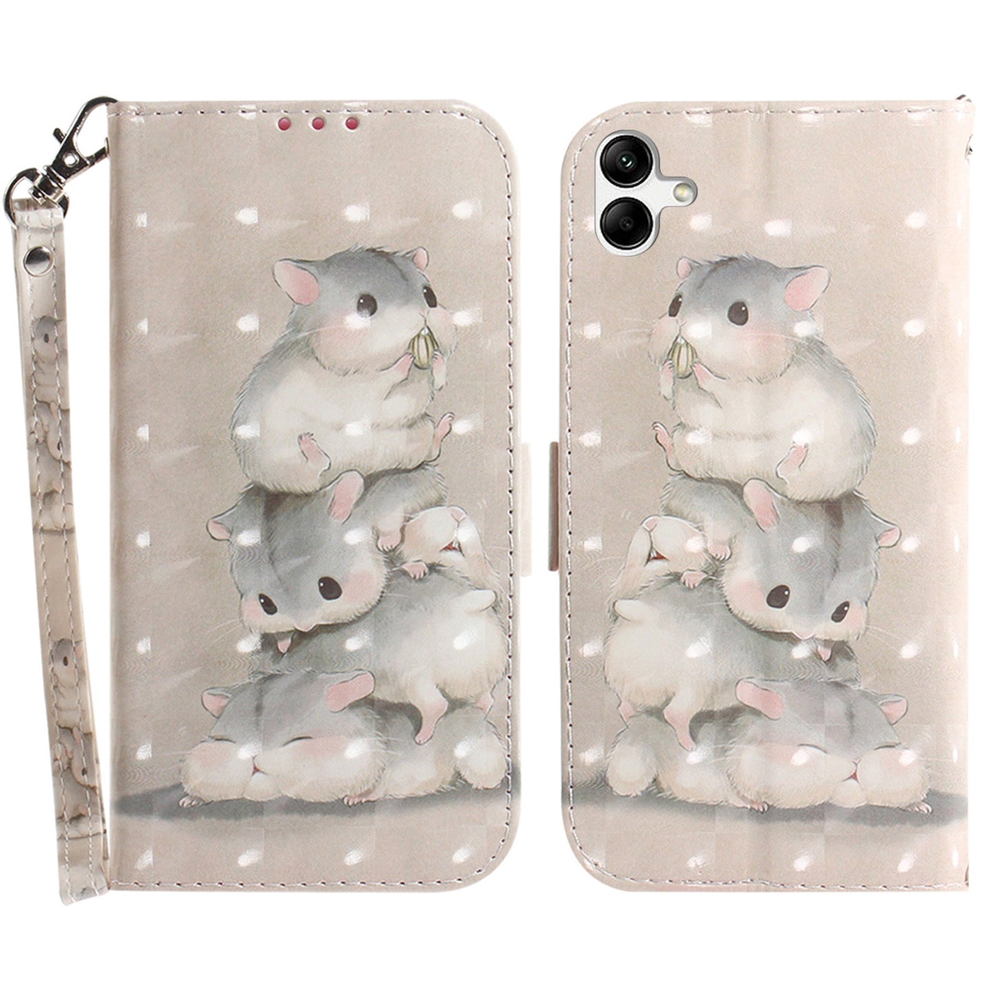 For Samsung Galaxy A04e 4G / F04 4G / M04 4G PU Leather Case Anti-Scratch Wallet Phone Cover with Strap