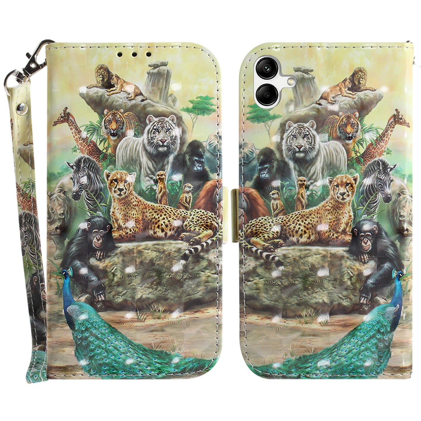 For Samsung Galaxy A04e 4G / F04 4G / M04 4G PU Leather Case Anti-Scratch Wallet Phone Cover with Strap