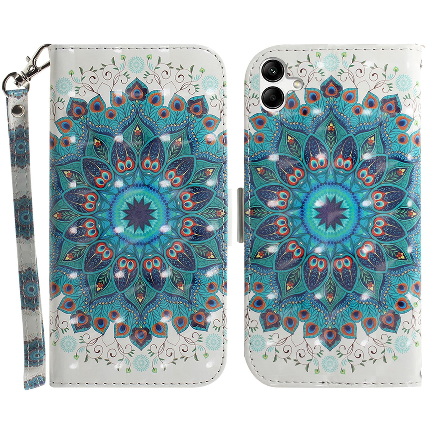 For Samsung Galaxy A04e 4G / F04 4G / M04 4G PU Leather Case Anti-Scratch Wallet Phone Cover with Strap