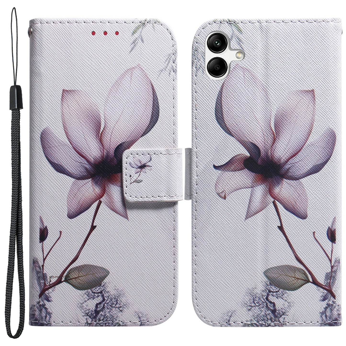 For Samsung Galaxy A04e 4G / F04 4G / M04 4G PU Leather Case Stand Wallet Flip Phone Cover with Strap