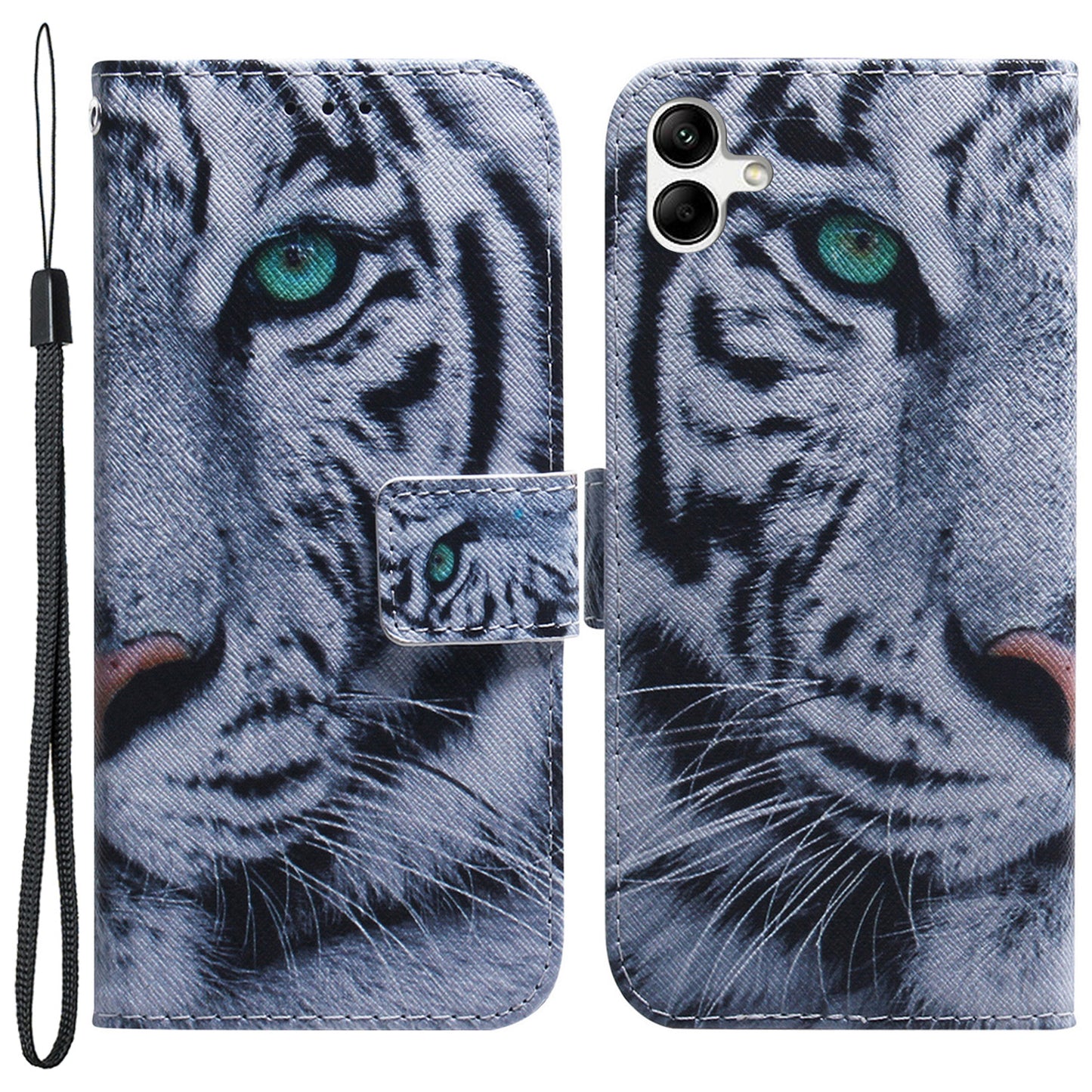 For Samsung Galaxy A04e 4G / F04 4G / M04 4G PU Leather Case Stand Wallet Flip Phone Cover with Strap