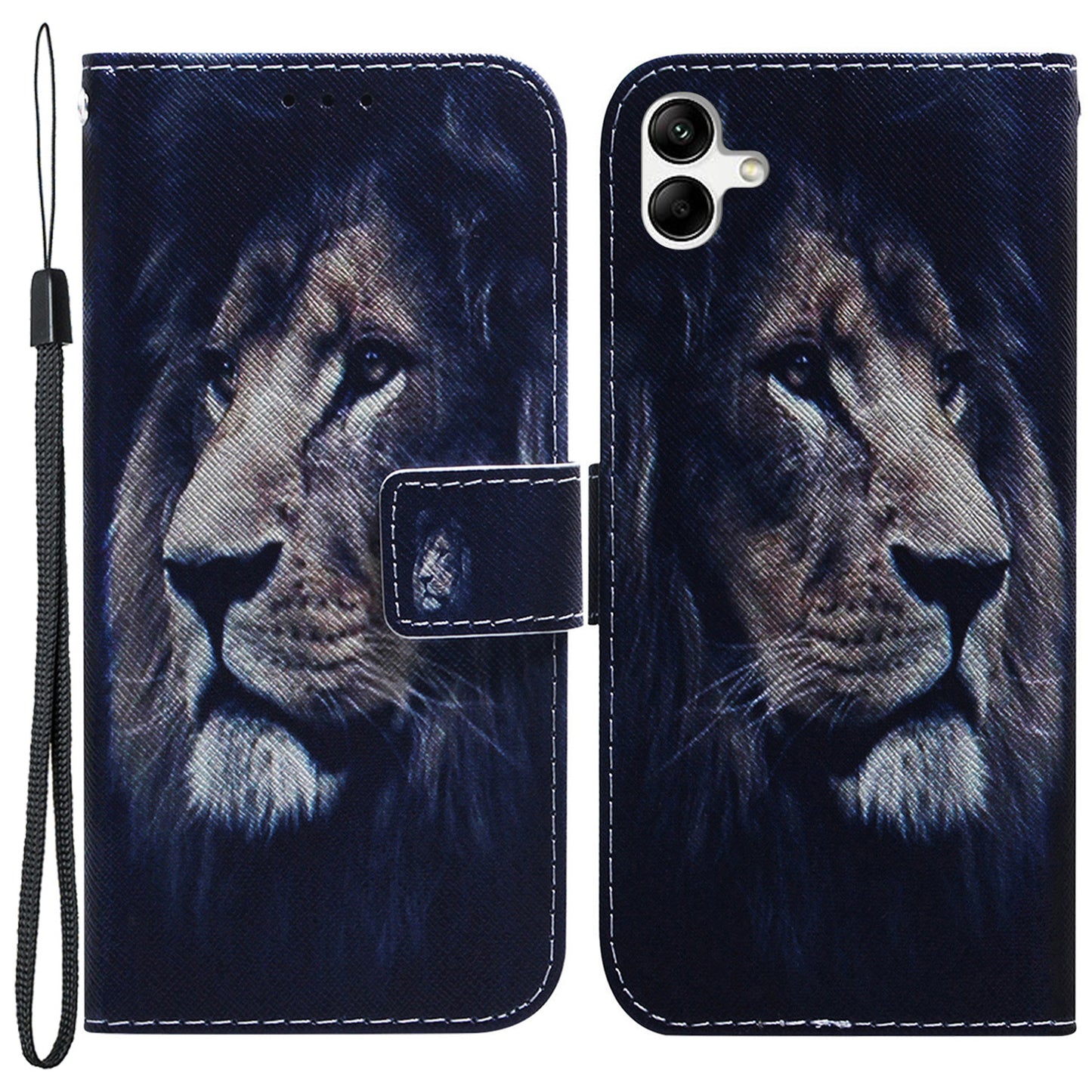 For Samsung Galaxy A04e 4G / F04 4G / M04 4G PU Leather Case Stand Wallet Flip Phone Cover with Strap
