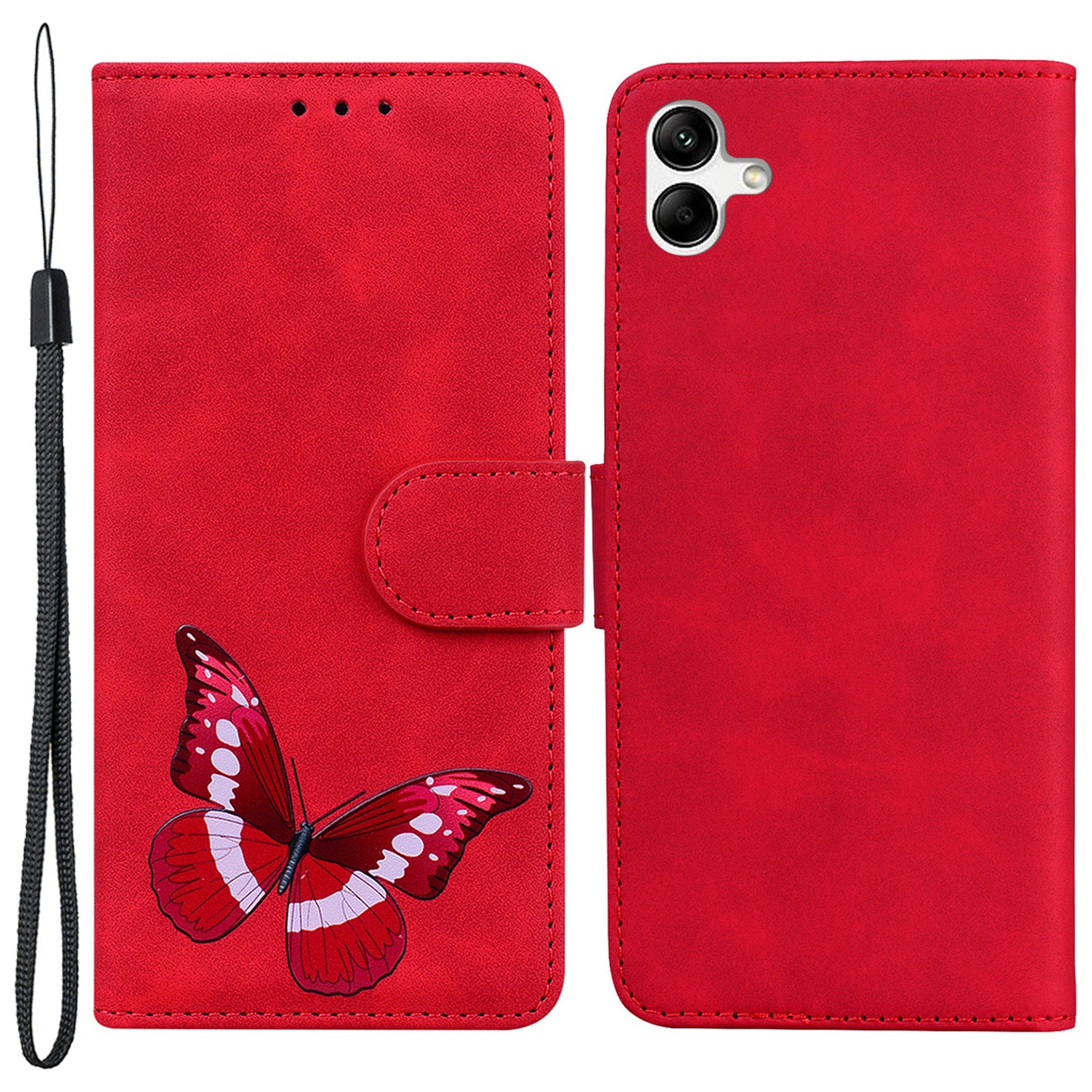 For Samsung Galaxy A04e 4G / F04 4G / M04 4G Leather Phone Case Butterfly Pattern Printing Wallet Phone Stand Cover