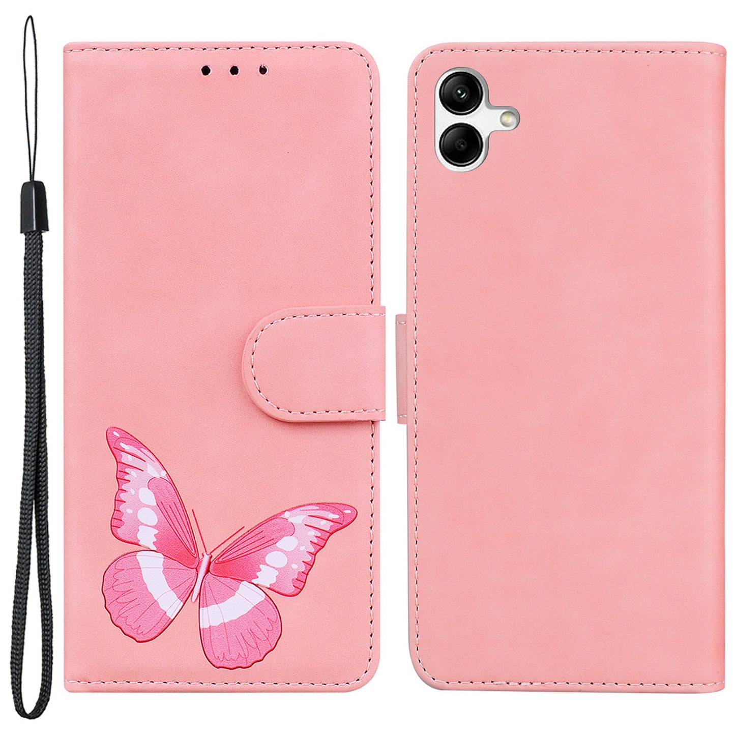 For Samsung Galaxy A04e 4G / F04 4G / M04 4G Leather Phone Case Butterfly Pattern Printing Wallet Phone Stand Cover