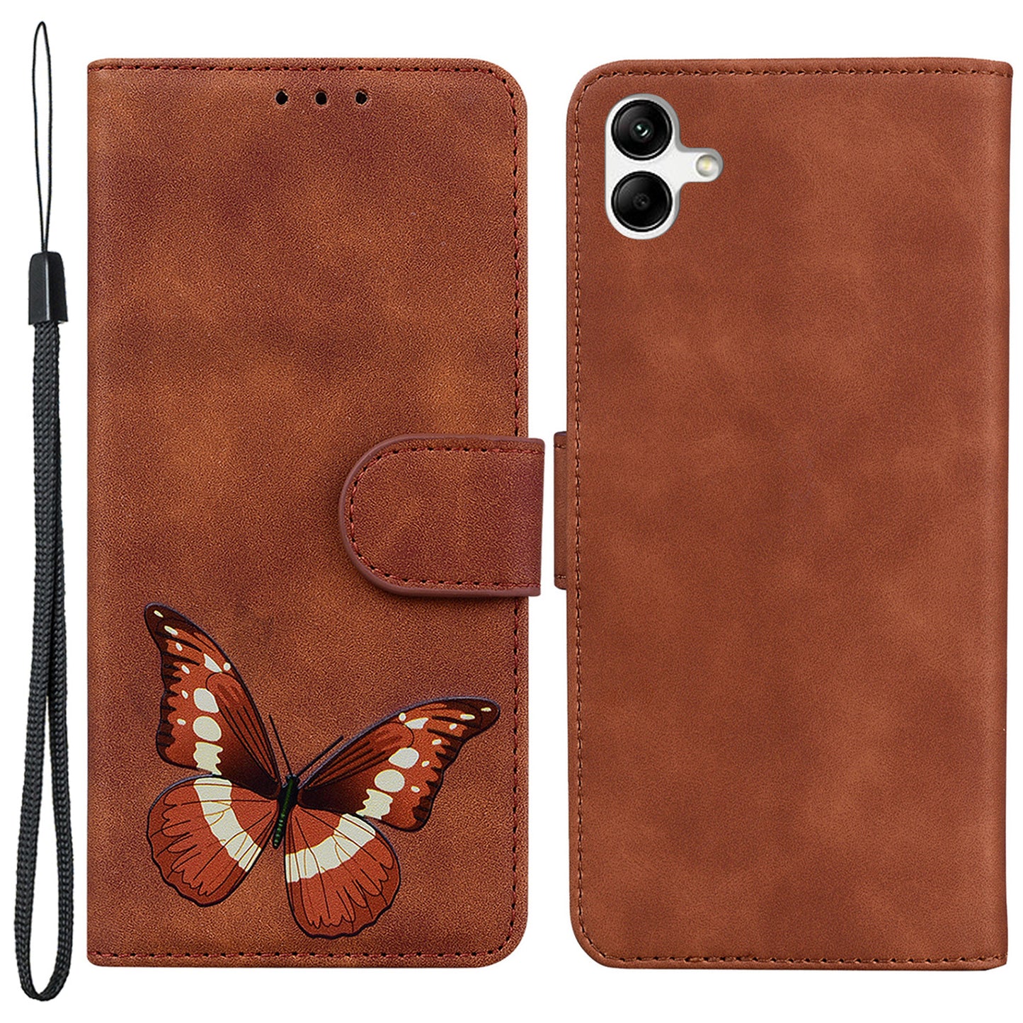 For Samsung Galaxy A04e 4G / F04 4G / M04 4G Leather Phone Case Butterfly Pattern Printing Wallet Phone Stand Cover