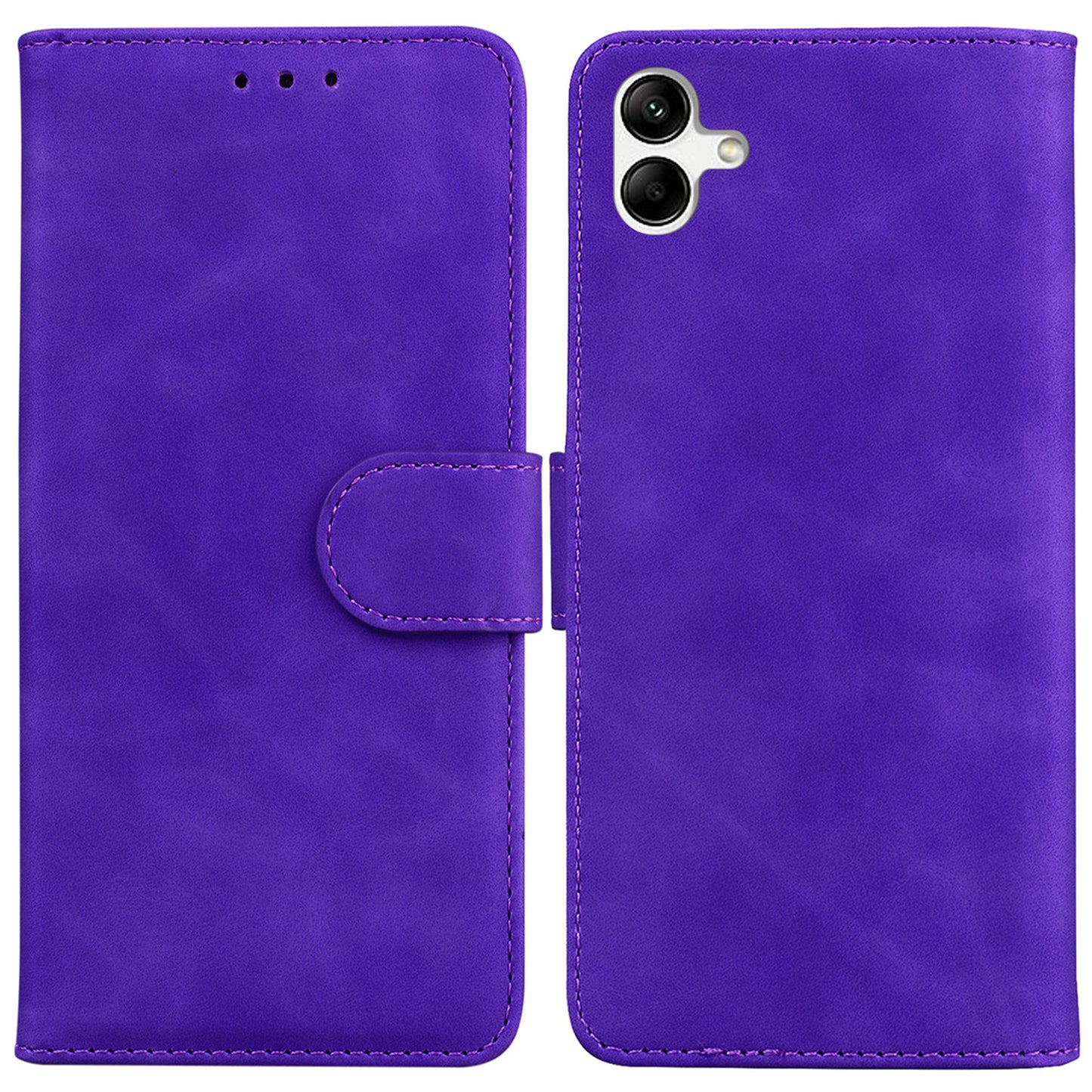 For Samsung Galaxy A04e 4G / F04 4G / M04 4G Phone Wallet Case Solid Color PU Leather Stand Cover