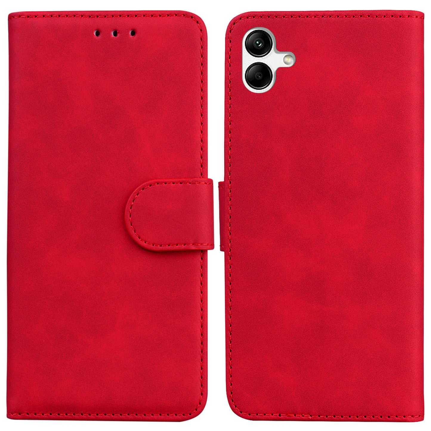 For Samsung Galaxy A04e 4G / F04 4G / M04 4G Phone Wallet Case Solid Color PU Leather Stand Cover