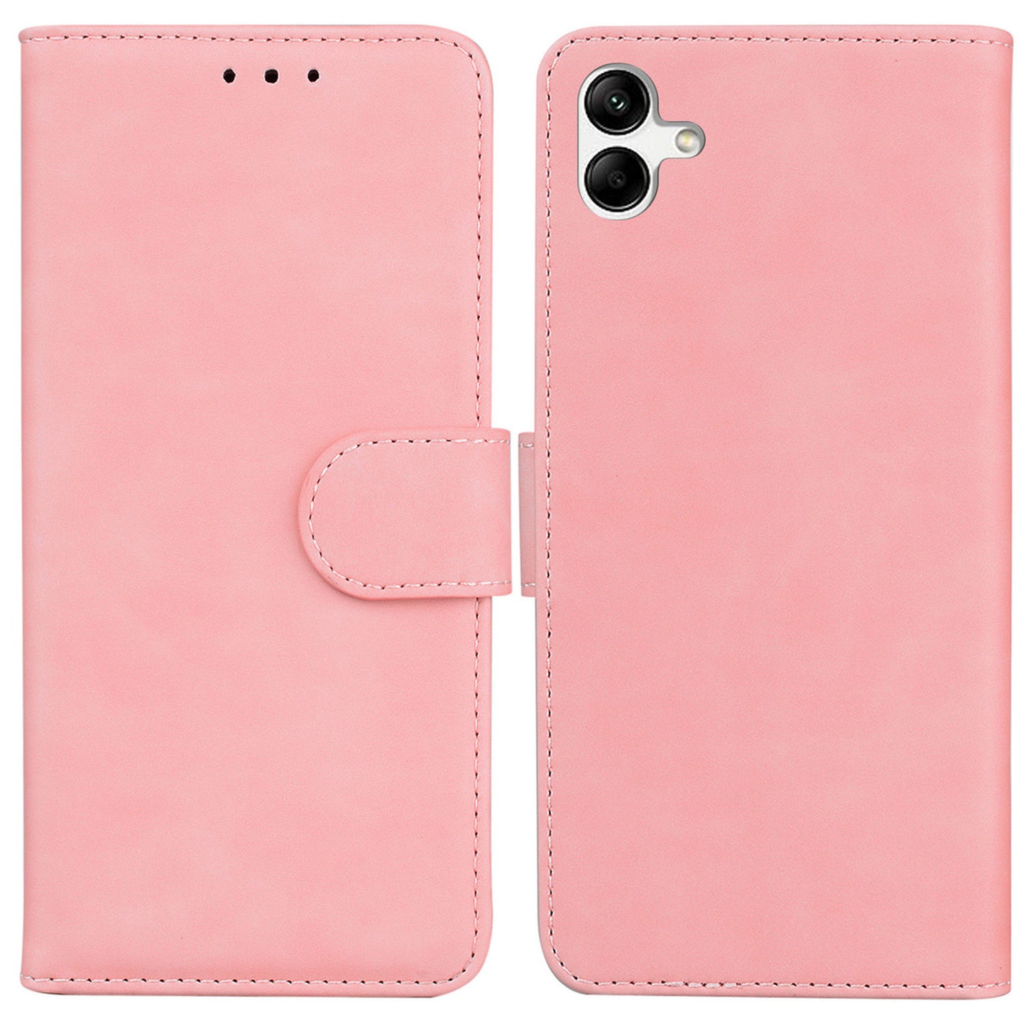 For Samsung Galaxy A04e 4G / F04 4G / M04 4G Phone Wallet Case Solid Color PU Leather Stand Cover