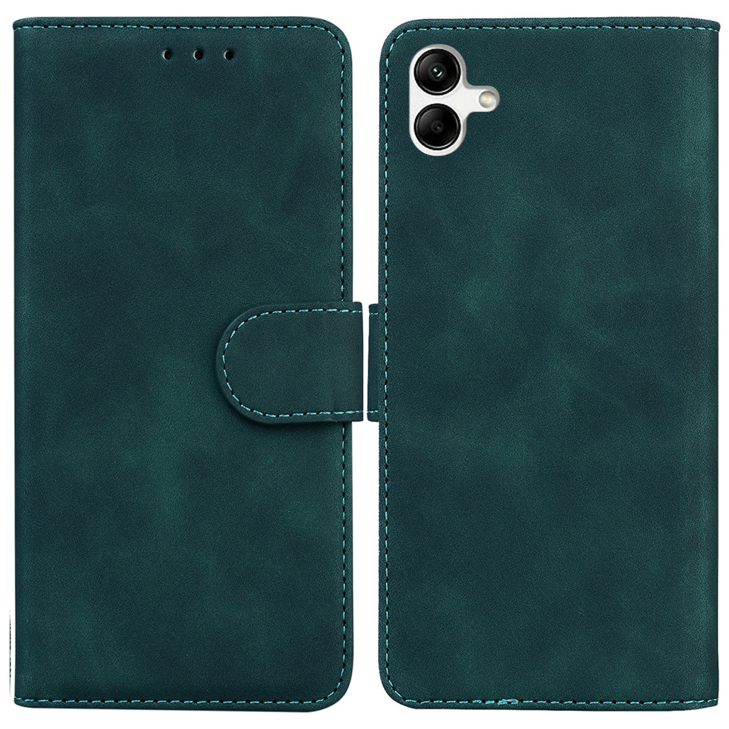 For Samsung Galaxy A04e 4G / F04 4G / M04 4G Phone Wallet Case Solid Color PU Leather Stand Cover