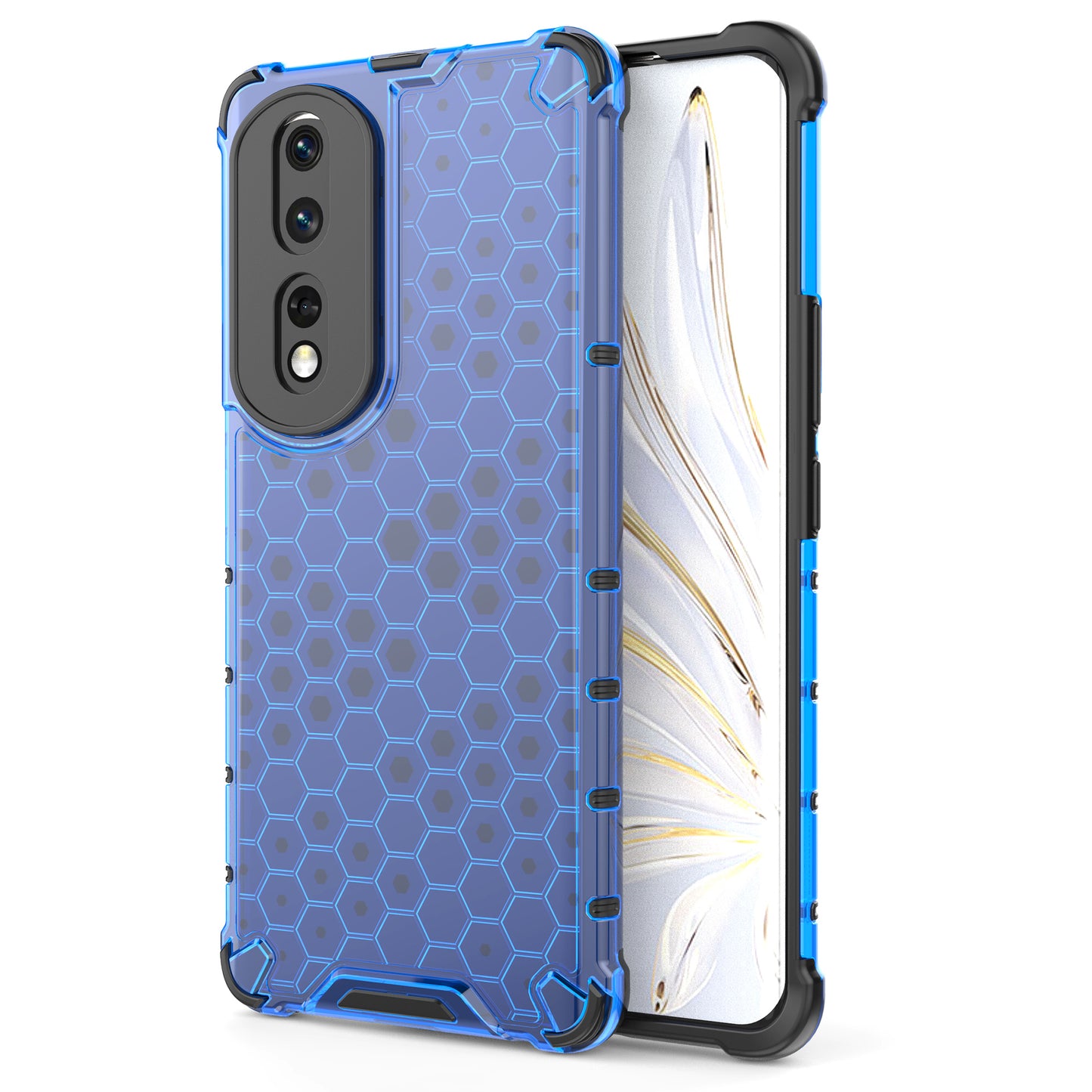 For Honor 80 5G Honeycomb Texture TPU+PC Phone Case Shockproof Back Cover