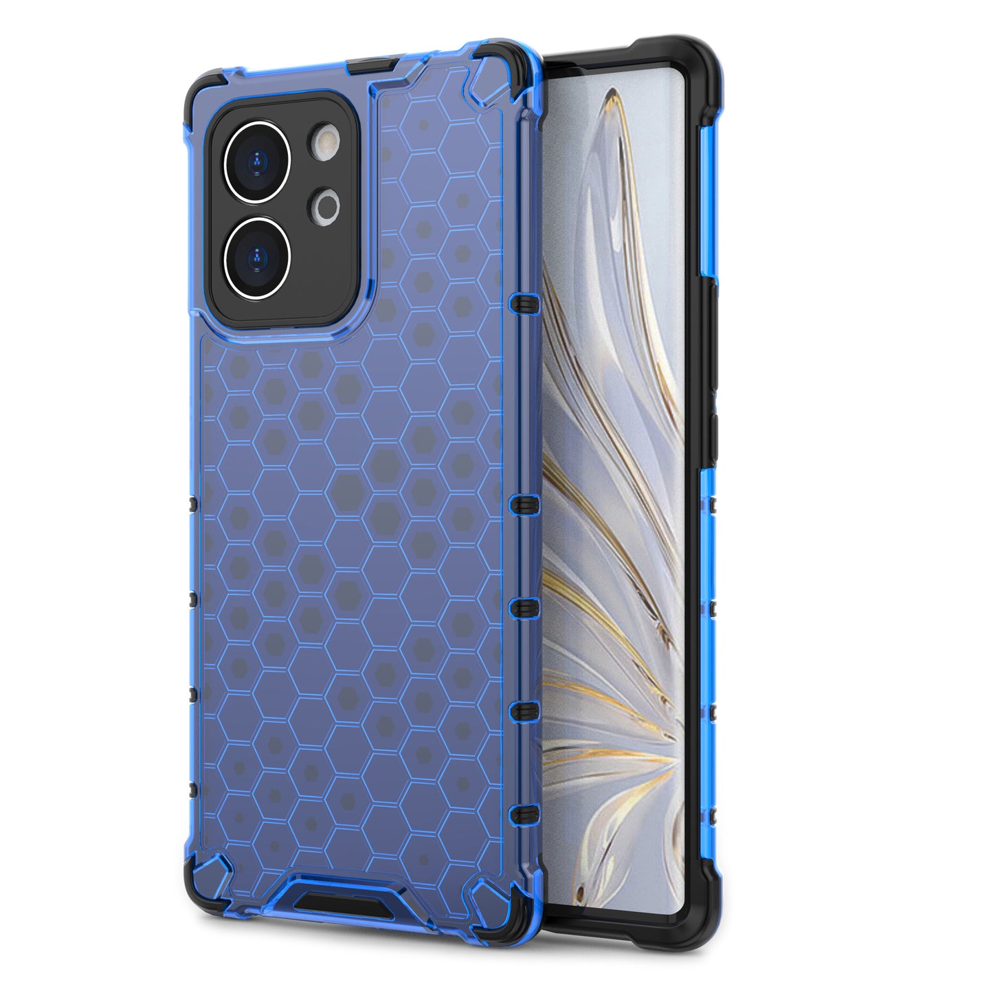 TPU Hard PC Phone Case for Honor 80 SE 5G Honeycomb Texture Shockproof Cover