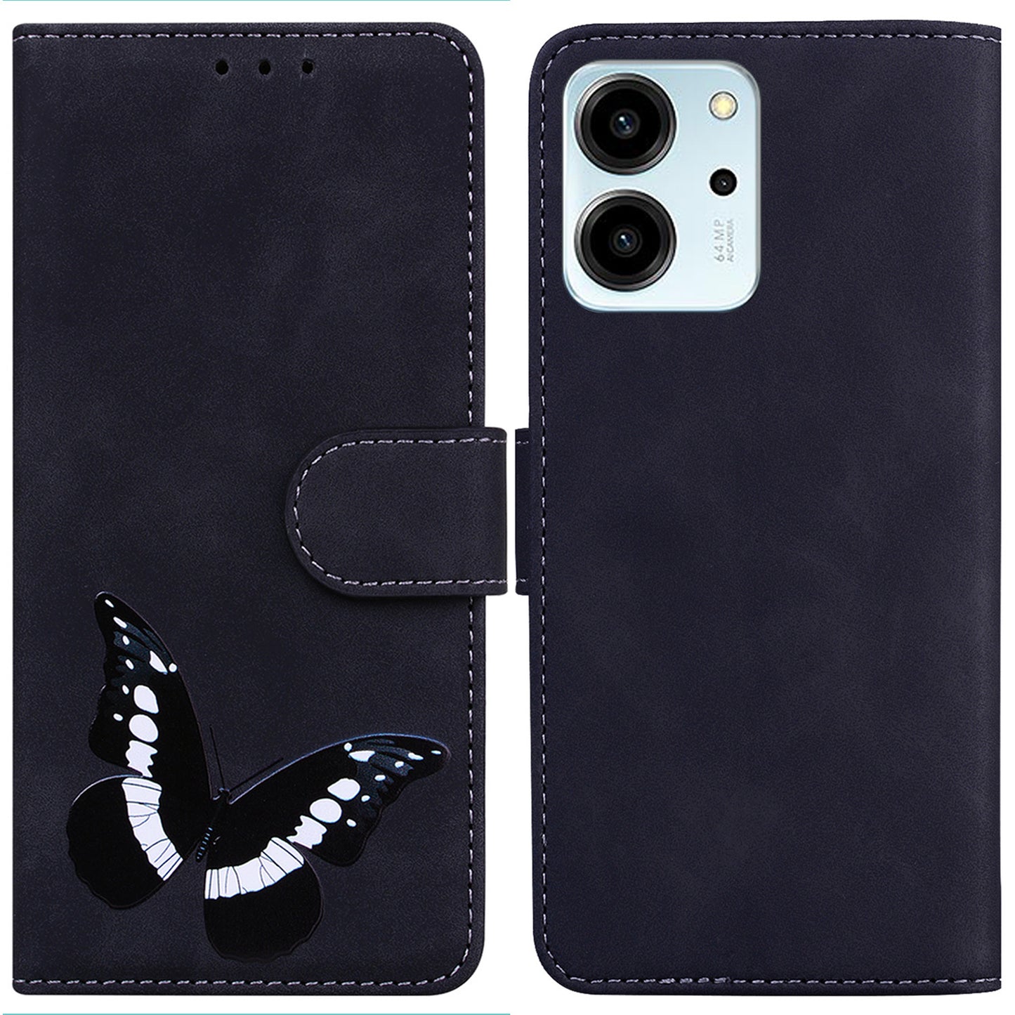 For Honor 80 SE 5G PU Leather Flip Protective Case Butterfly Pattern Printed Phone Cover with Wallet Stand