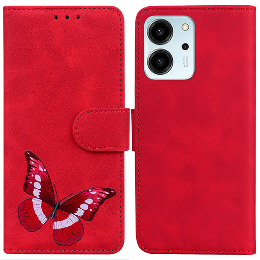 For Honor 80 SE 5G PU Leather Flip Protective Case Butterfly Pattern Printed Phone Cover with Wallet Stand
