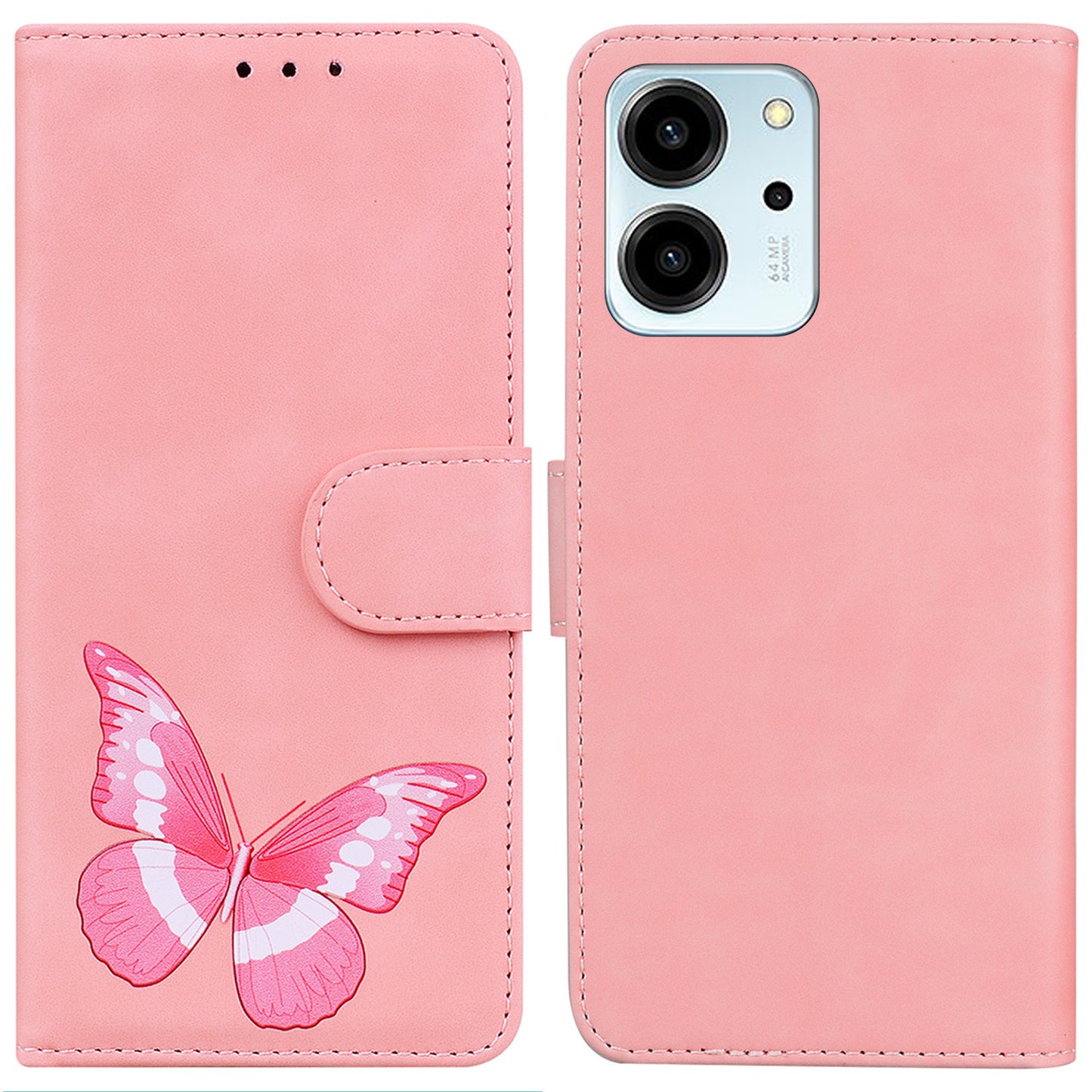 For Honor 80 SE 5G PU Leather Flip Protective Case Butterfly Pattern Printed Phone Cover with Wallet Stand