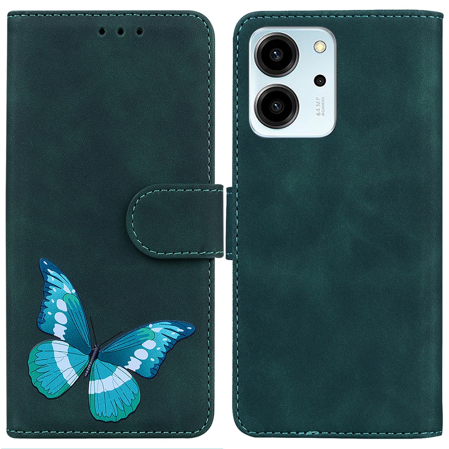 For Honor 80 SE 5G PU Leather Flip Protective Case Butterfly Pattern Printed Phone Cover with Wallet Stand