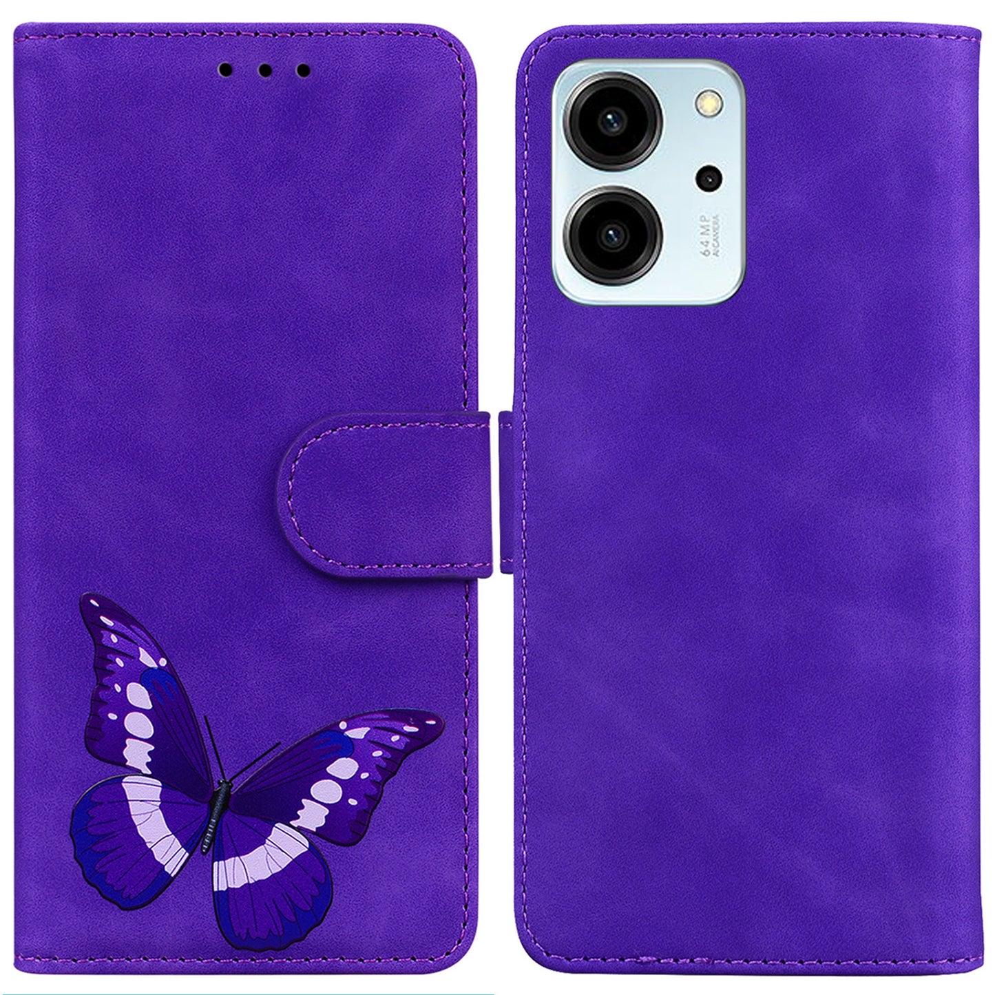 For Honor 80 SE 5G PU Leather Flip Protective Case Butterfly Pattern Printed Phone Cover with Wallet Stand