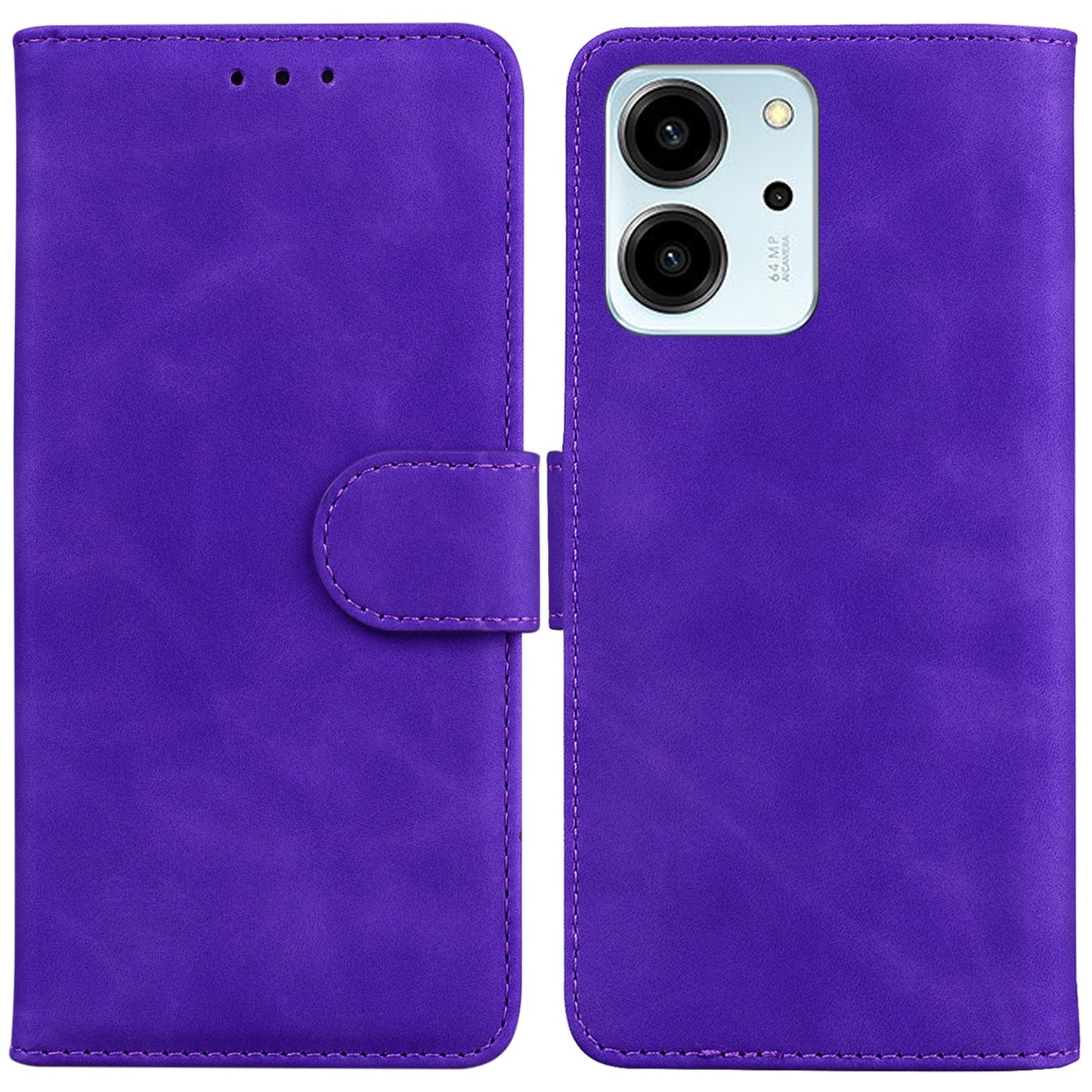 For Honor 80 SE 5G Solid Color Smartphone Case PU Leather Flip Stand Phone Cover Wallet