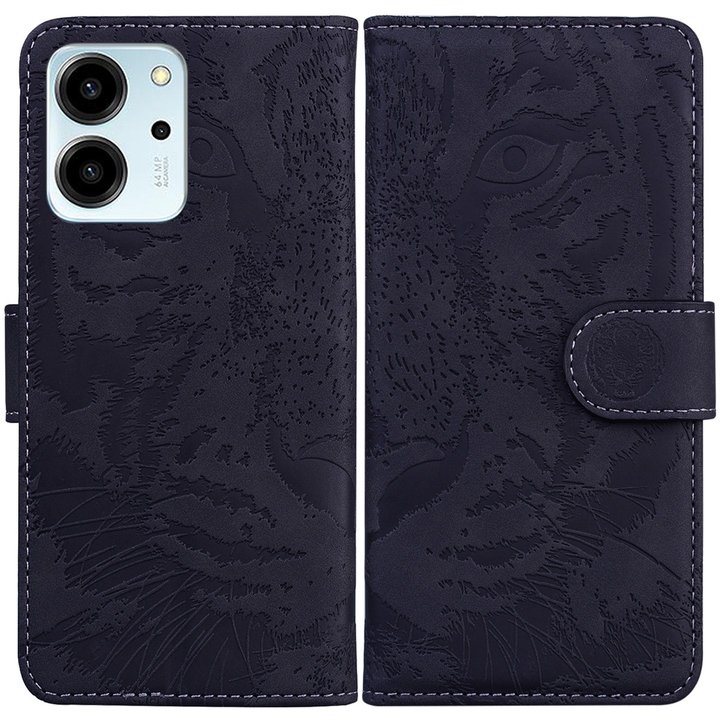 For Honor 80 SE 5G PU Leather Wallet Case Flip Stand Tiger Pattern Imprinted Phone Cover