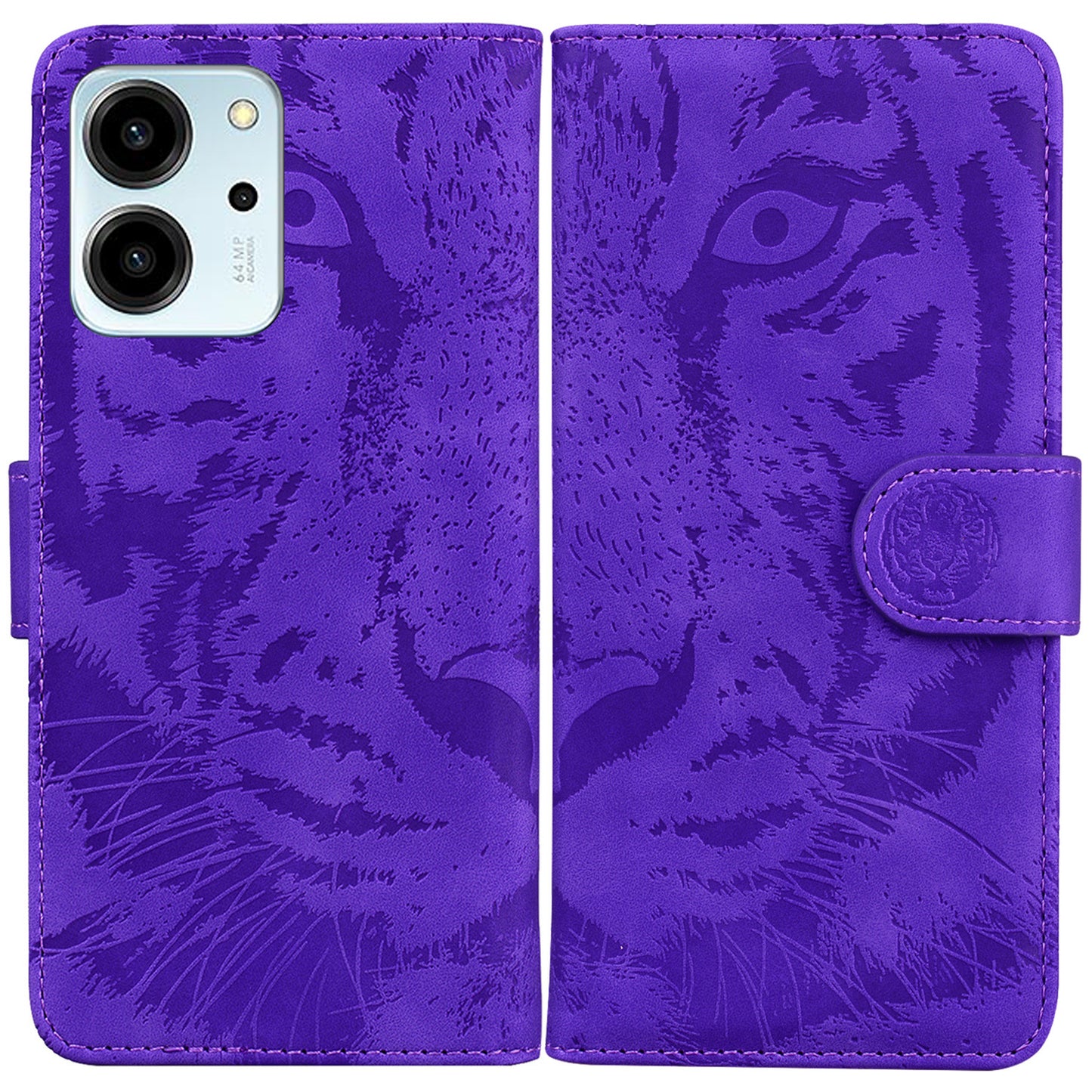 For Honor 80 SE 5G PU Leather Wallet Case Flip Stand Tiger Pattern Imprinted Phone Cover