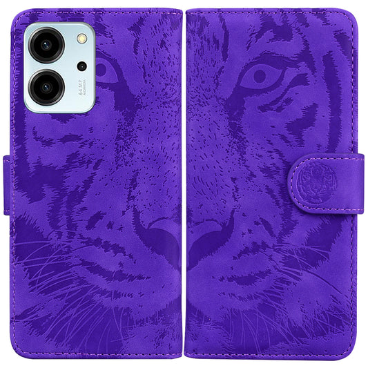 For Honor 80 SE 5G PU Leather Wallet Case Flip Stand Tiger Pattern Imprinted Phone Cover