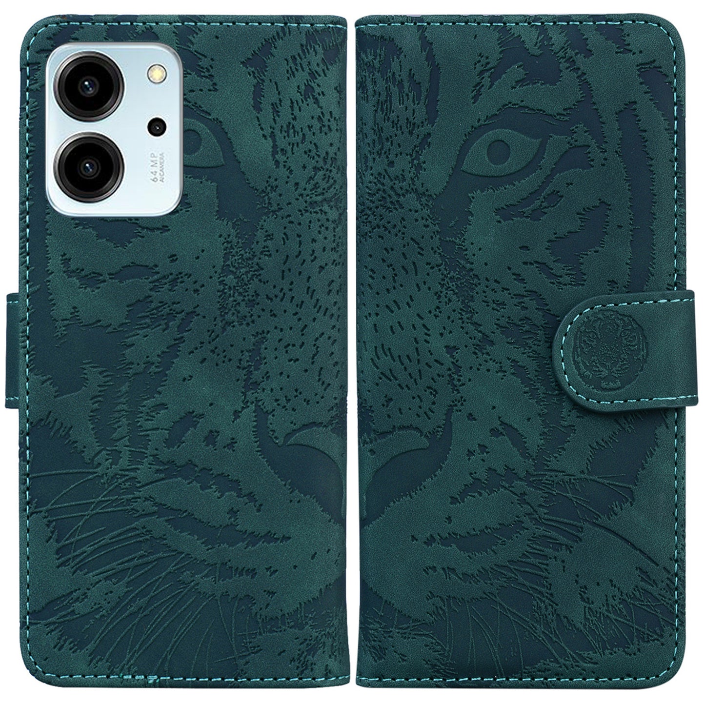 For Honor 80 SE 5G PU Leather Wallet Case Flip Stand Tiger Pattern Imprinted Phone Cover
