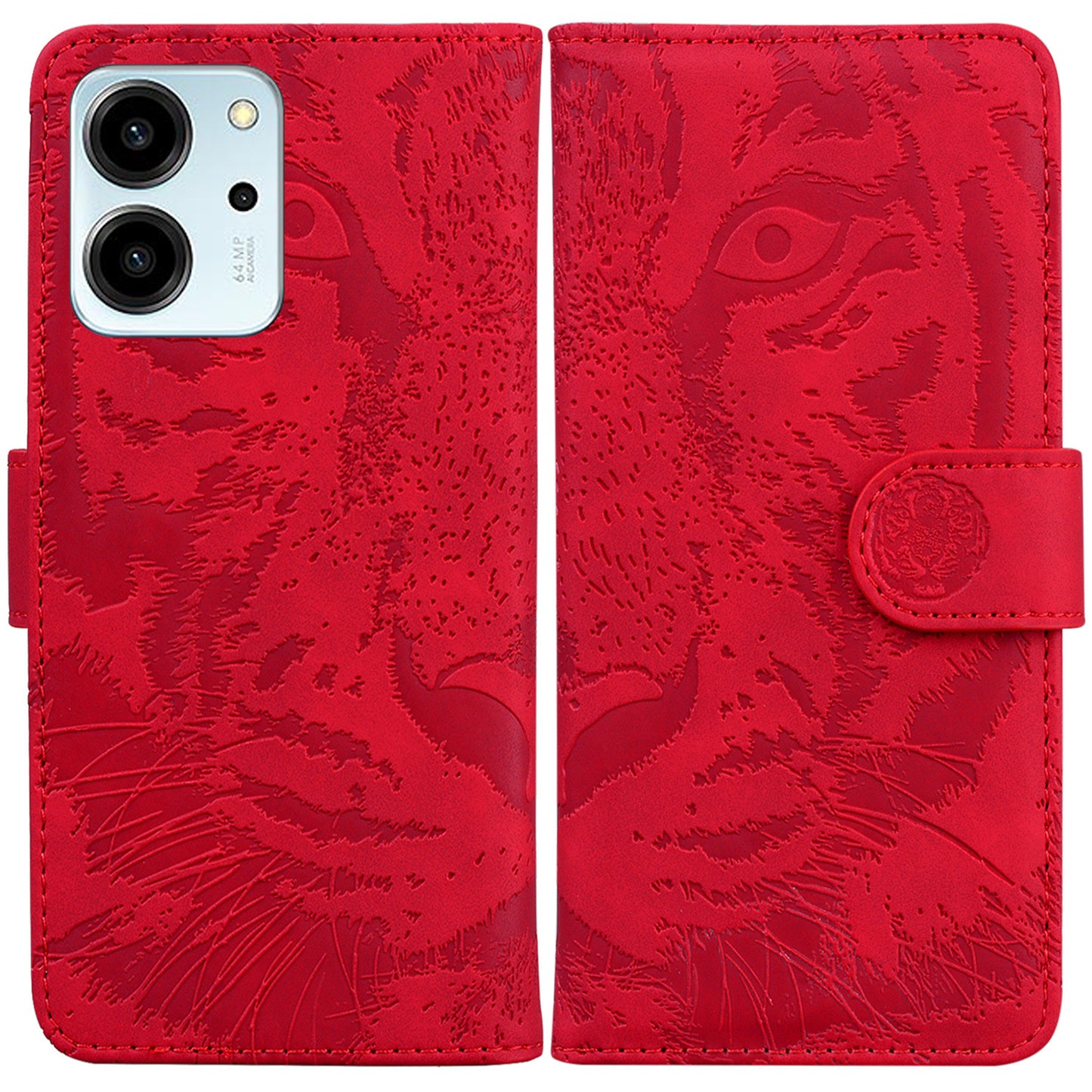 For Honor 80 SE 5G PU Leather Wallet Case Flip Stand Tiger Pattern Imprinted Phone Cover