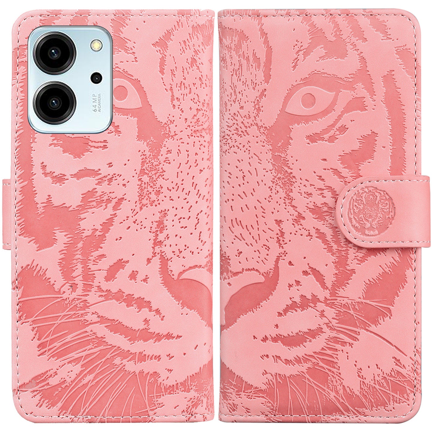 For Honor 80 SE 5G PU Leather Wallet Case Flip Stand Tiger Pattern Imprinted Phone Cover