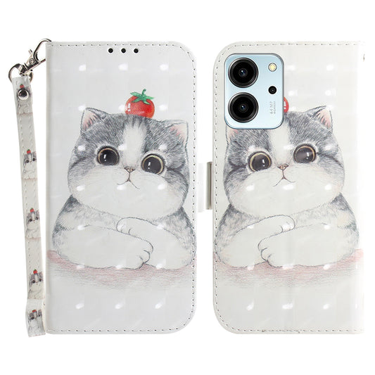 For Honor 80 SE 5G Anti-shock Cell Phone Case Stand Wallet PU Leather Flip Phone Cover with Strap