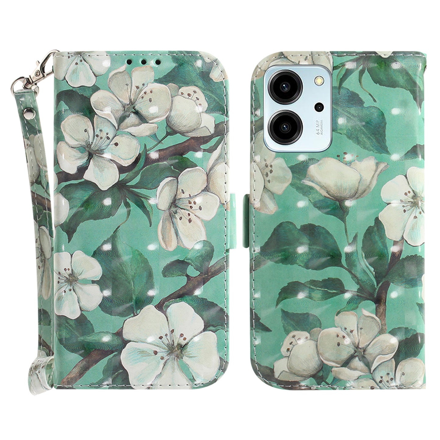 For Honor 80 SE 5G Anti-shock Cell Phone Case Stand Wallet PU Leather Flip Phone Cover with Strap