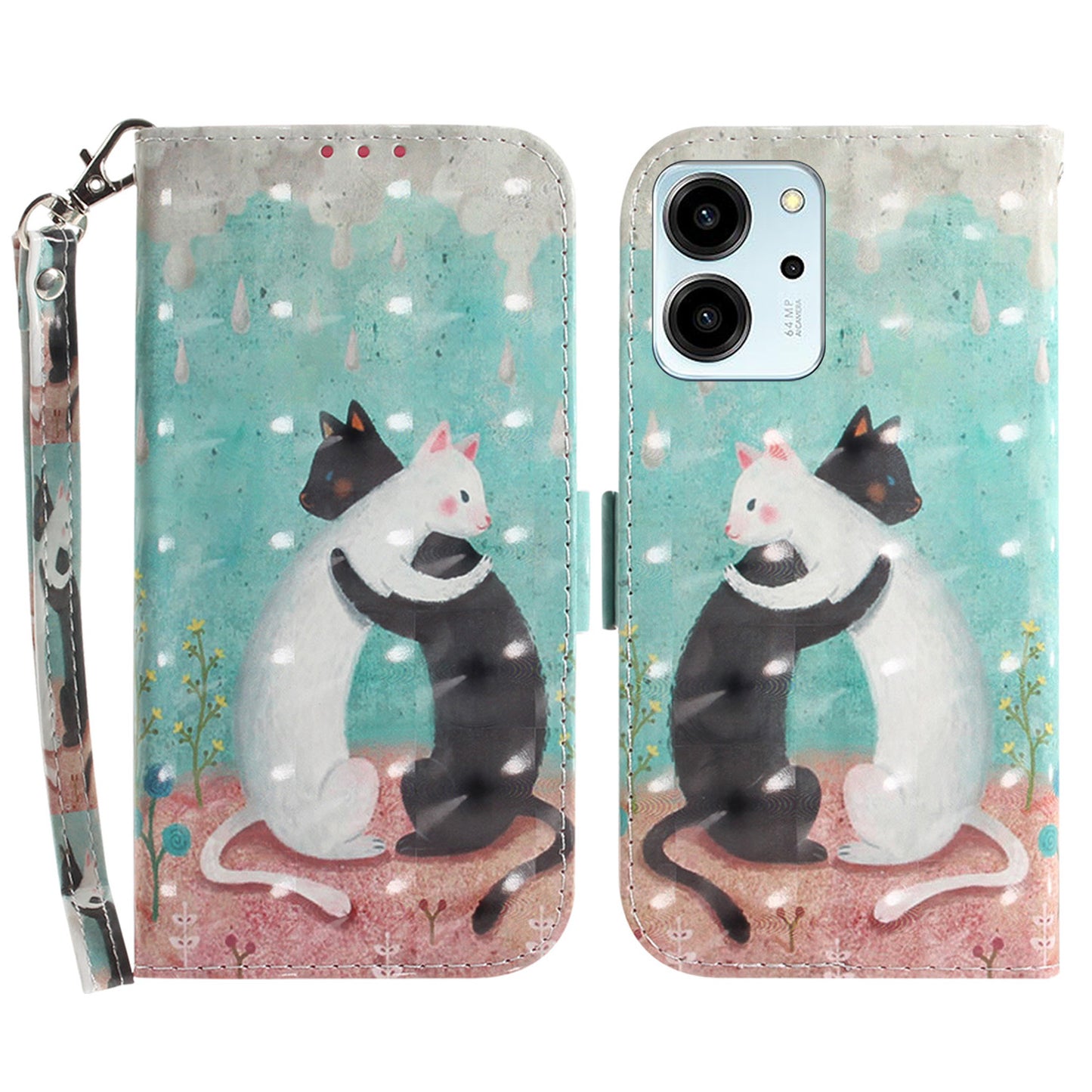 For Honor 80 SE 5G Anti-shock Cell Phone Case Stand Wallet PU Leather Flip Phone Cover with Strap