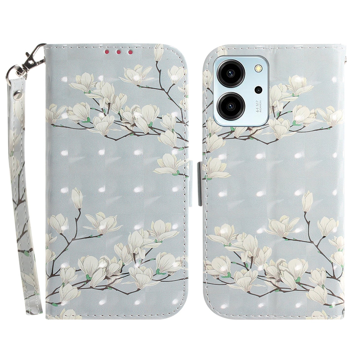 For Honor 80 SE 5G Anti-shock Cell Phone Case Stand Wallet PU Leather Flip Phone Cover with Strap
