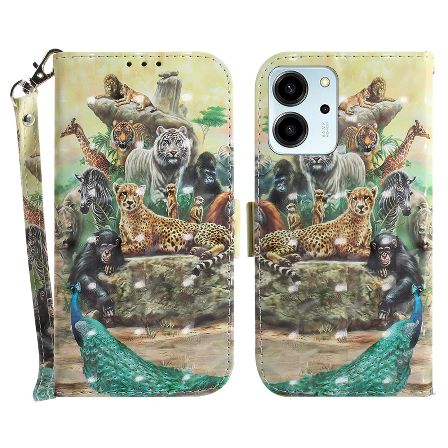 For Honor 80 SE 5G Anti-shock Cell Phone Case Stand Wallet PU Leather Flip Phone Cover with Strap