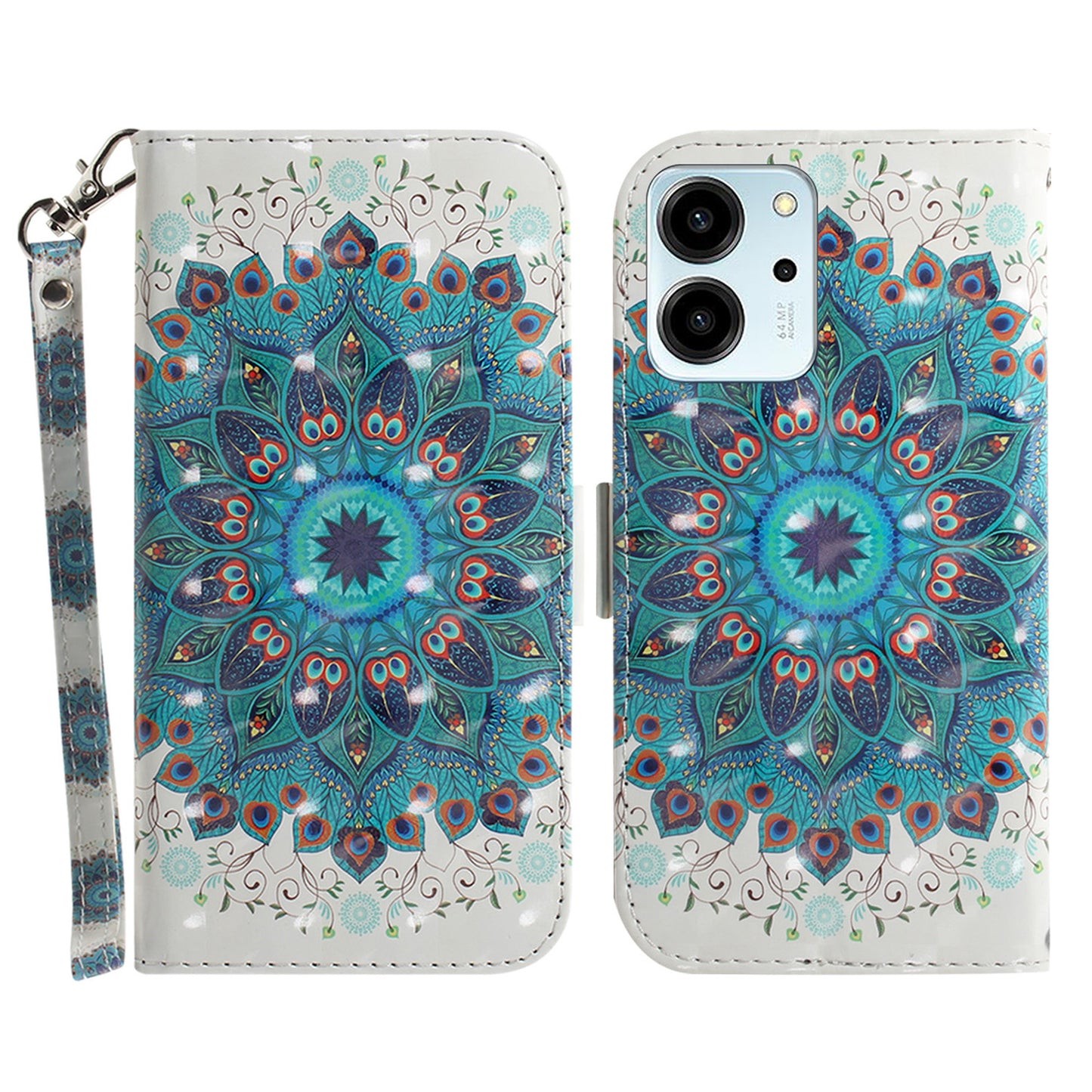 For Honor 80 SE 5G Anti-shock Cell Phone Case Stand Wallet PU Leather Flip Phone Cover with Strap