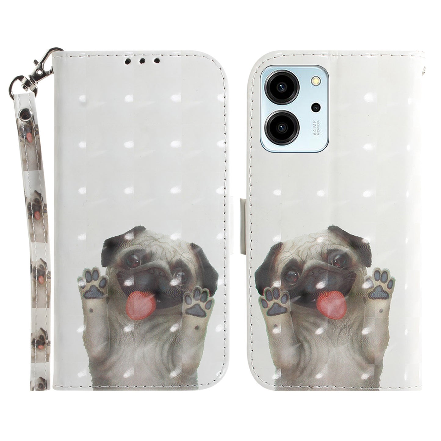 For Honor 80 SE 5G Anti-shock Cell Phone Case Stand Wallet PU Leather Flip Phone Cover with Strap