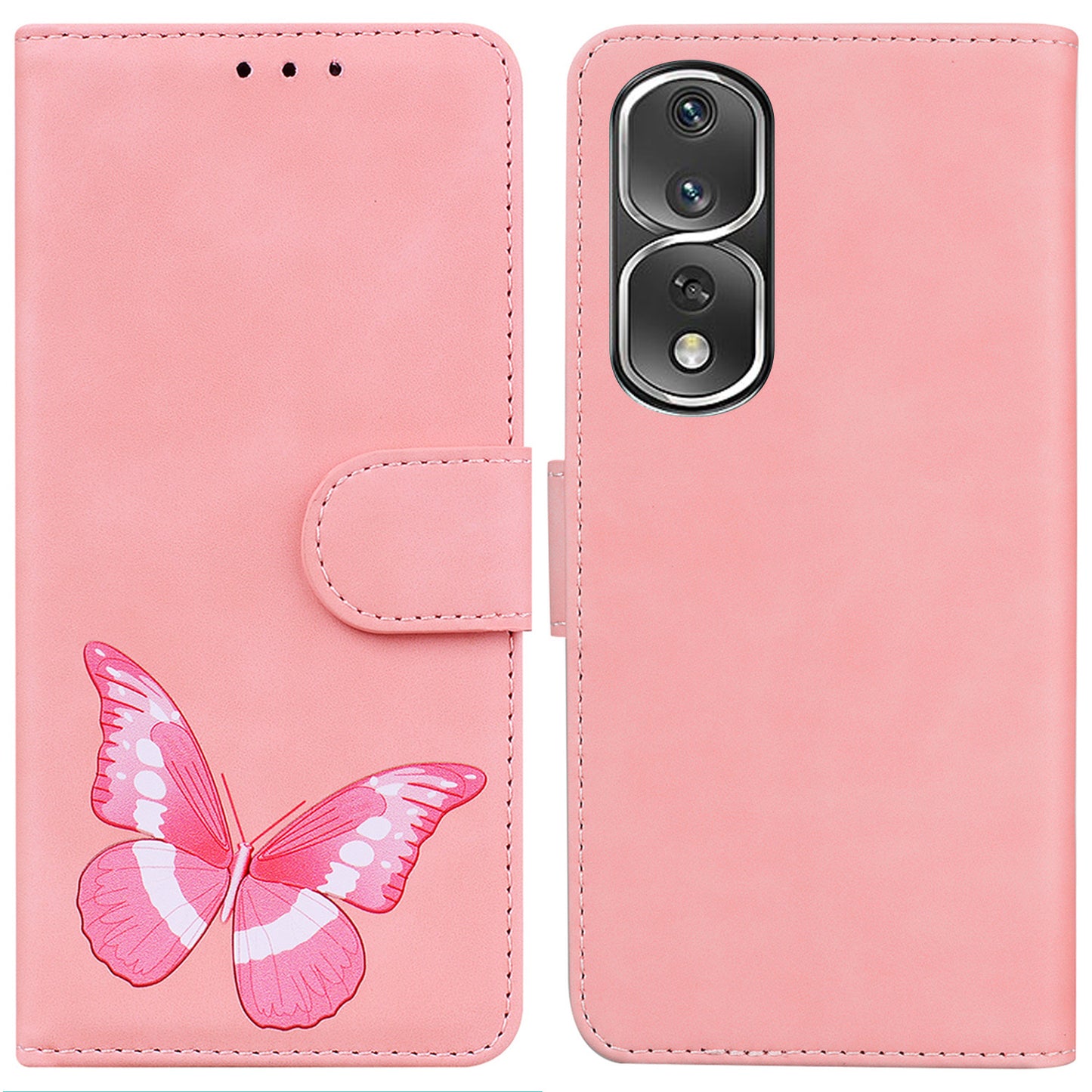 Cell Phone Cover For Honor 80 Pro 5G Butterfly Printing Flip Leather Wallet Stand Anti-drop Case