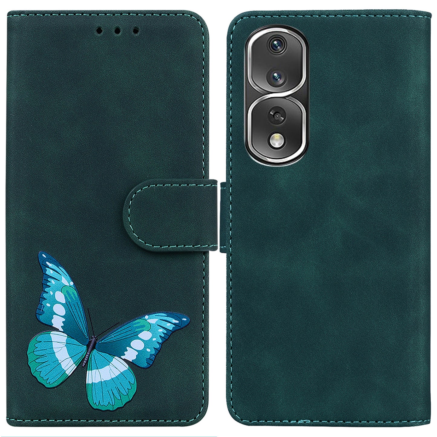 Cell Phone Cover For Honor 80 Pro 5G Butterfly Printing Flip Leather Wallet Stand Anti-drop Case