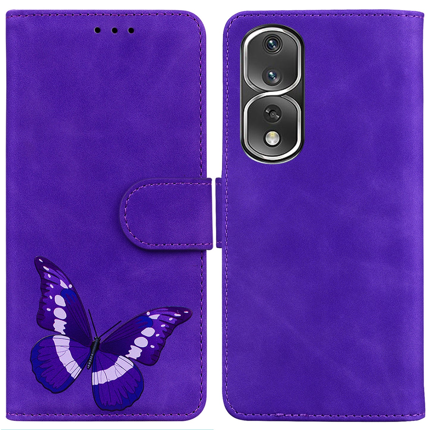 Cell Phone Cover For Honor 80 Pro 5G Butterfly Printing Flip Leather Wallet Stand Anti-drop Case